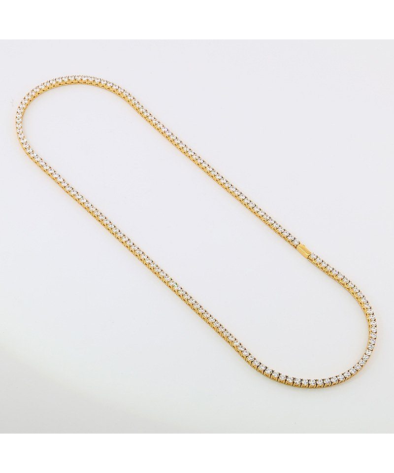 Karisma Schmuck Edelstahlkette Männer Gold Zirkonia out NSE300 Hip Collier Tenniskette Premium, 4mm Hop/Iced