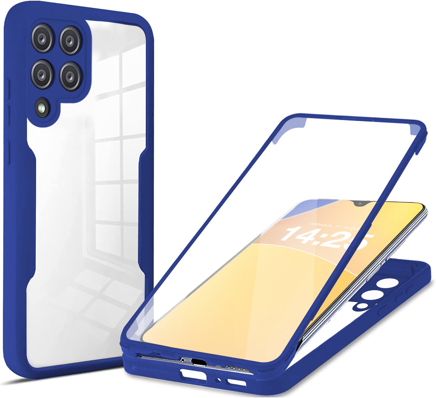 Tec-Expert Handyhülle 360 Grad Hülle für Samsung Galaxy A12 6.5 Zoll, 6.5, Rundum Schutz Cover Case Hülle robust