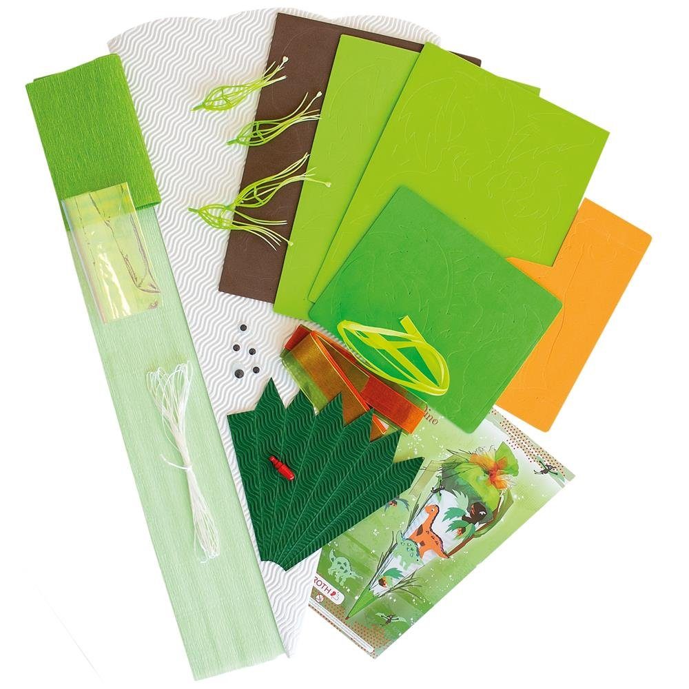 Roth Schultüte Basteltüte Dino, Kreppverschluss, Basteln eckig, zum grünem mit Zuckertüte cm, 68