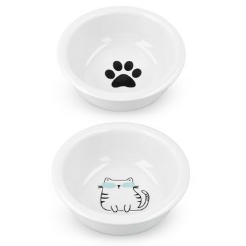 Navaris Futternapf Futterstation-Set für Katzen und Hunde, Keramiknapf, spülmaschinenfest