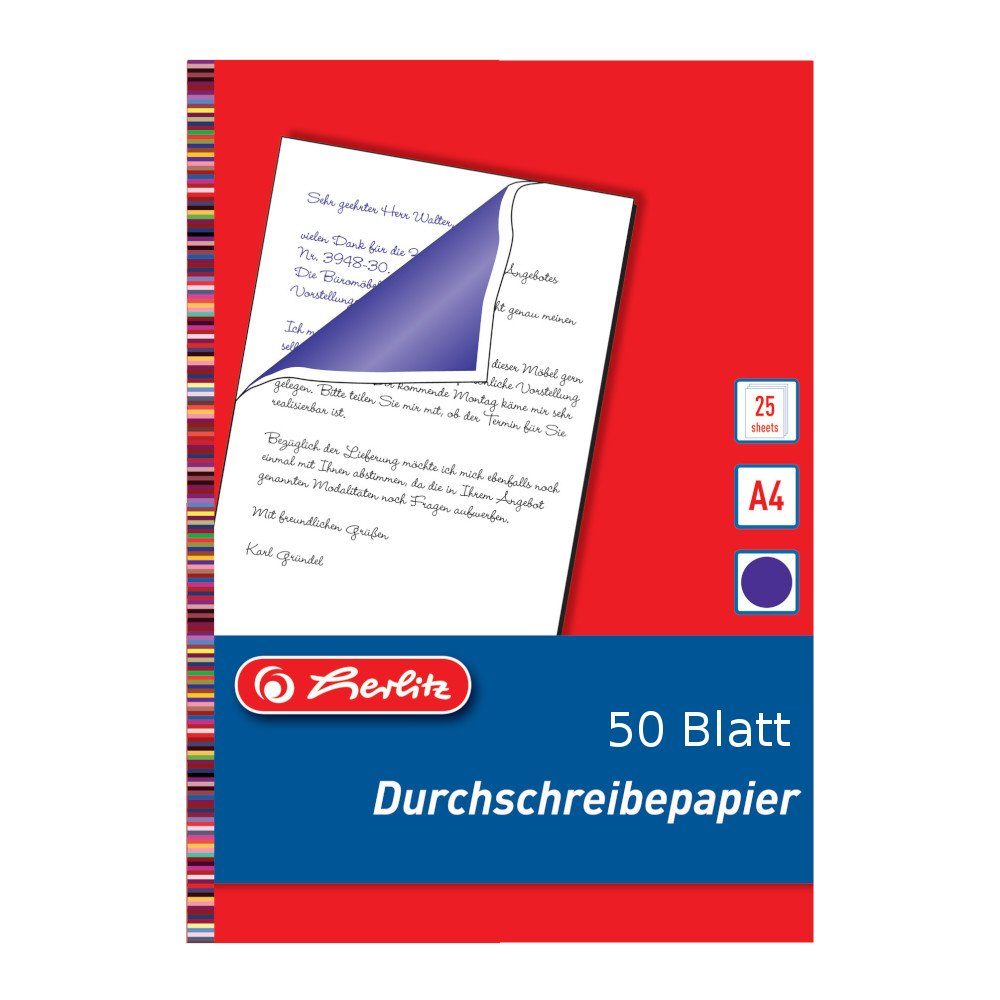 Herlitz Geschäftspapier 50 Blatt Herlitz Durschreibepapier / Durchschlagpapier / blau-violett