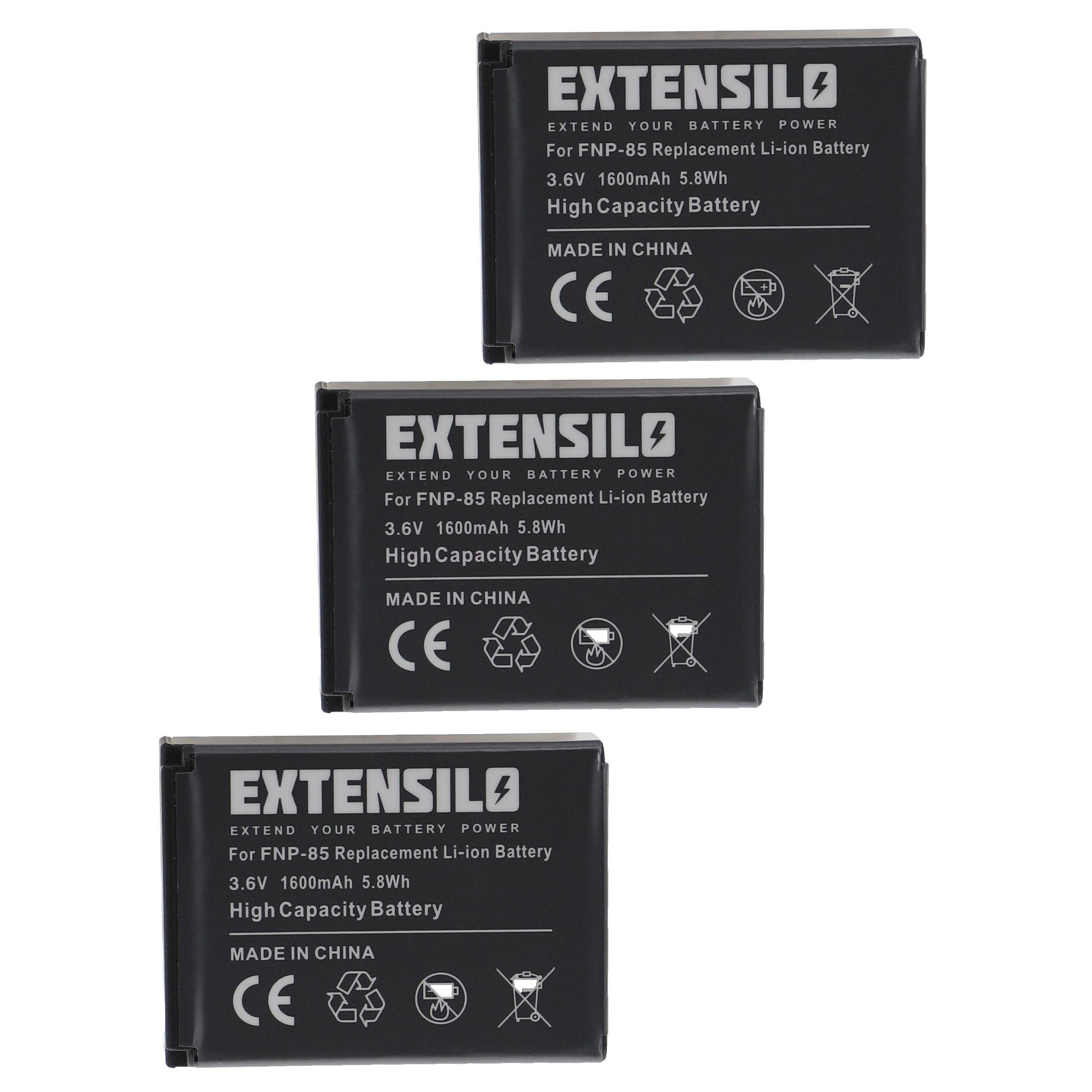 Extensilo kompatibel mit Toshiba Camileo X400, X416HD, X416 HD, Z100, X200 Kamera-Akku Li-Ion 1600 mAh (3,6 V)