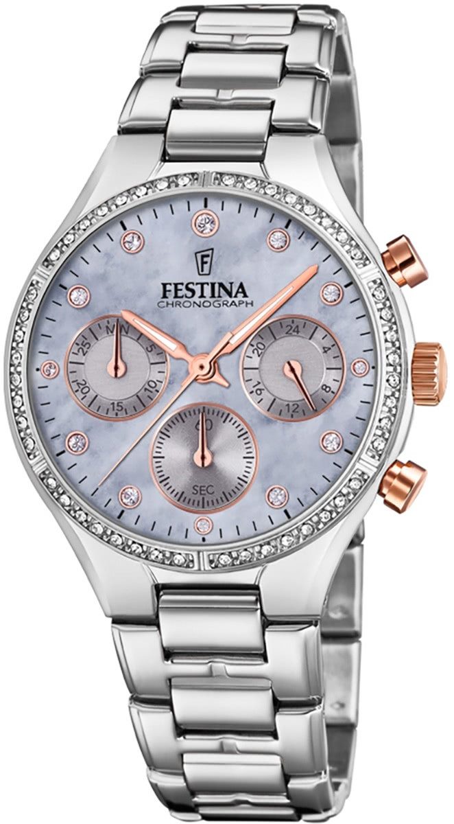 Chronograph Festina Damen Uhr F20401/3 Edelstahl