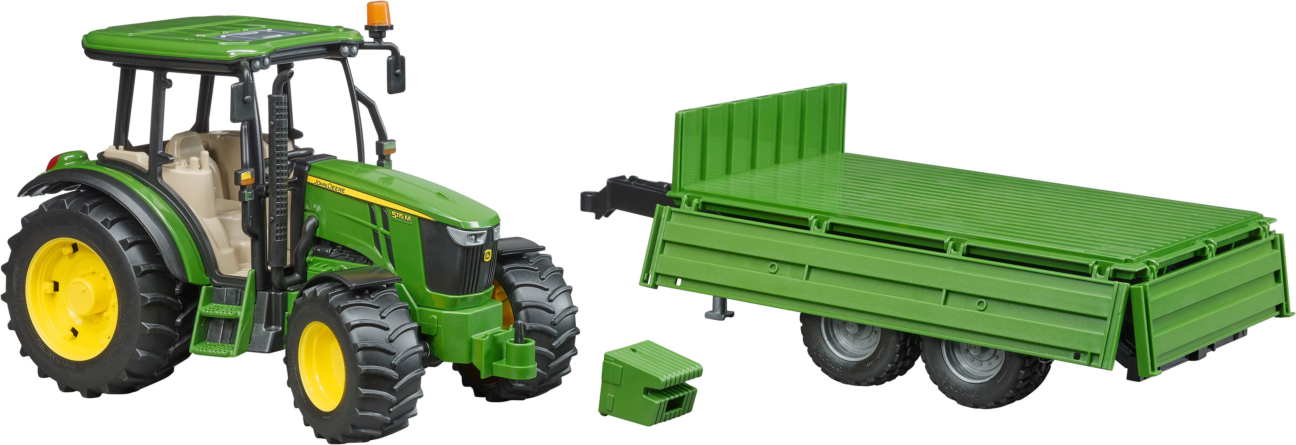 Bruder® Spielzeug-Traktor John Deere 5115M mit Bordwandanhänger 45 cm (02108), Made in Europe