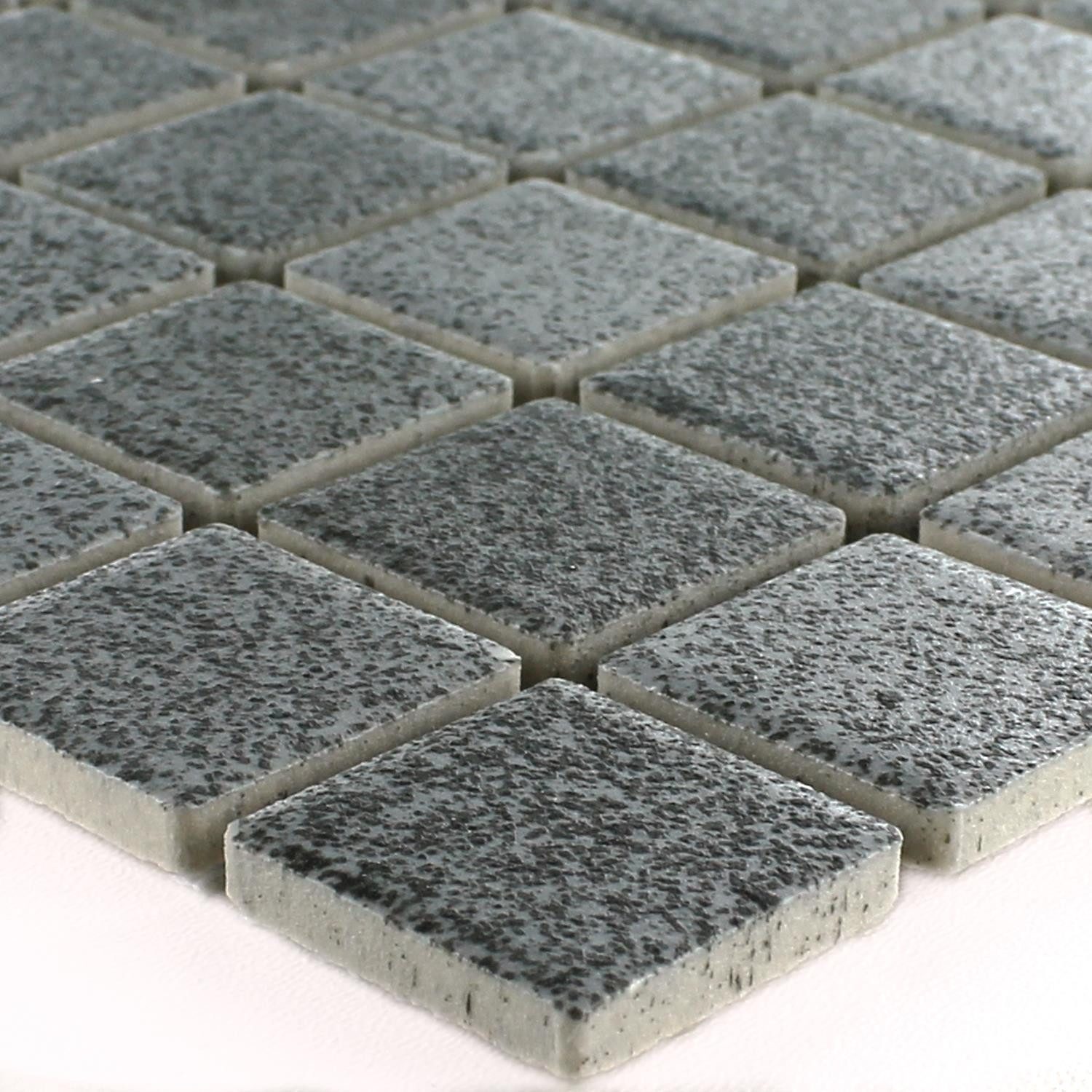 Mosafil Mosaikfliesen Keramik Mosaikfliesen Shalin Rutschhemmung Steingrau Matt R10, Keramik 30.000x33.000, steingrau, Verlegefertig auf ein Netz geklebt - Frostsicher - Wasserfest