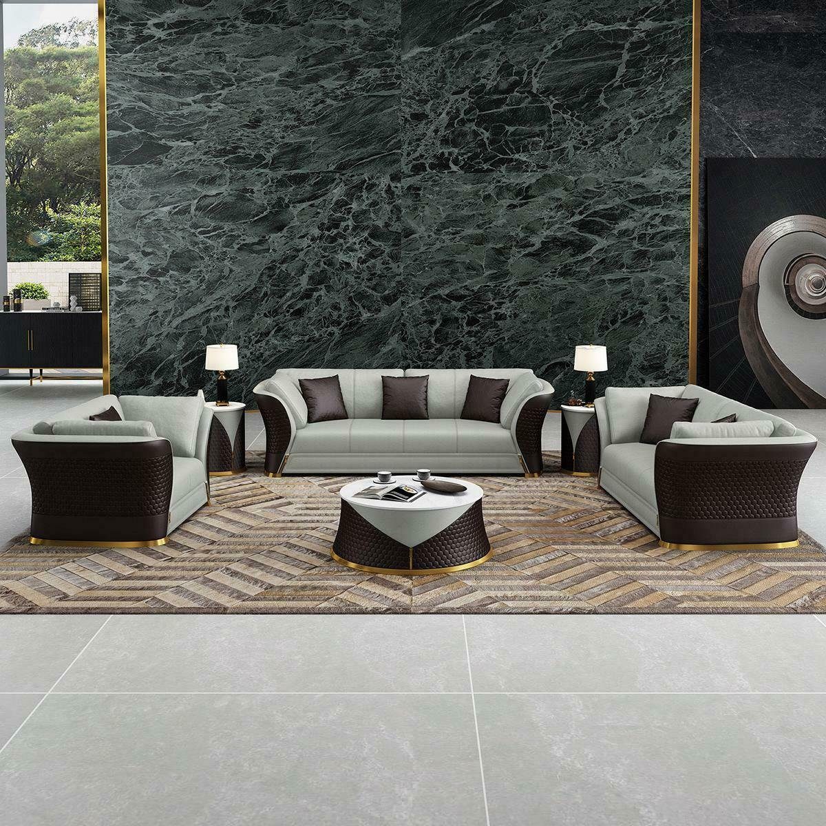 JVmoebel Sofa in Polstermöbel Luxus Made Sitzgarnitur Grau/Braun Sitzer Neu, Europe 3+2+1 Leder