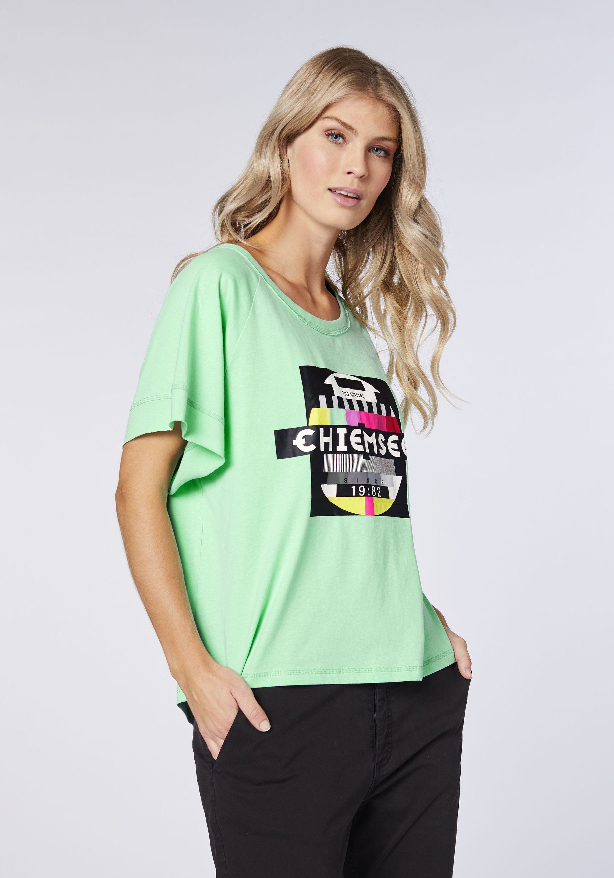 T-Shirt Green Kastiges Neptune mit Chiemsee NO-SIGNAL-Print 1 Print-Shirt