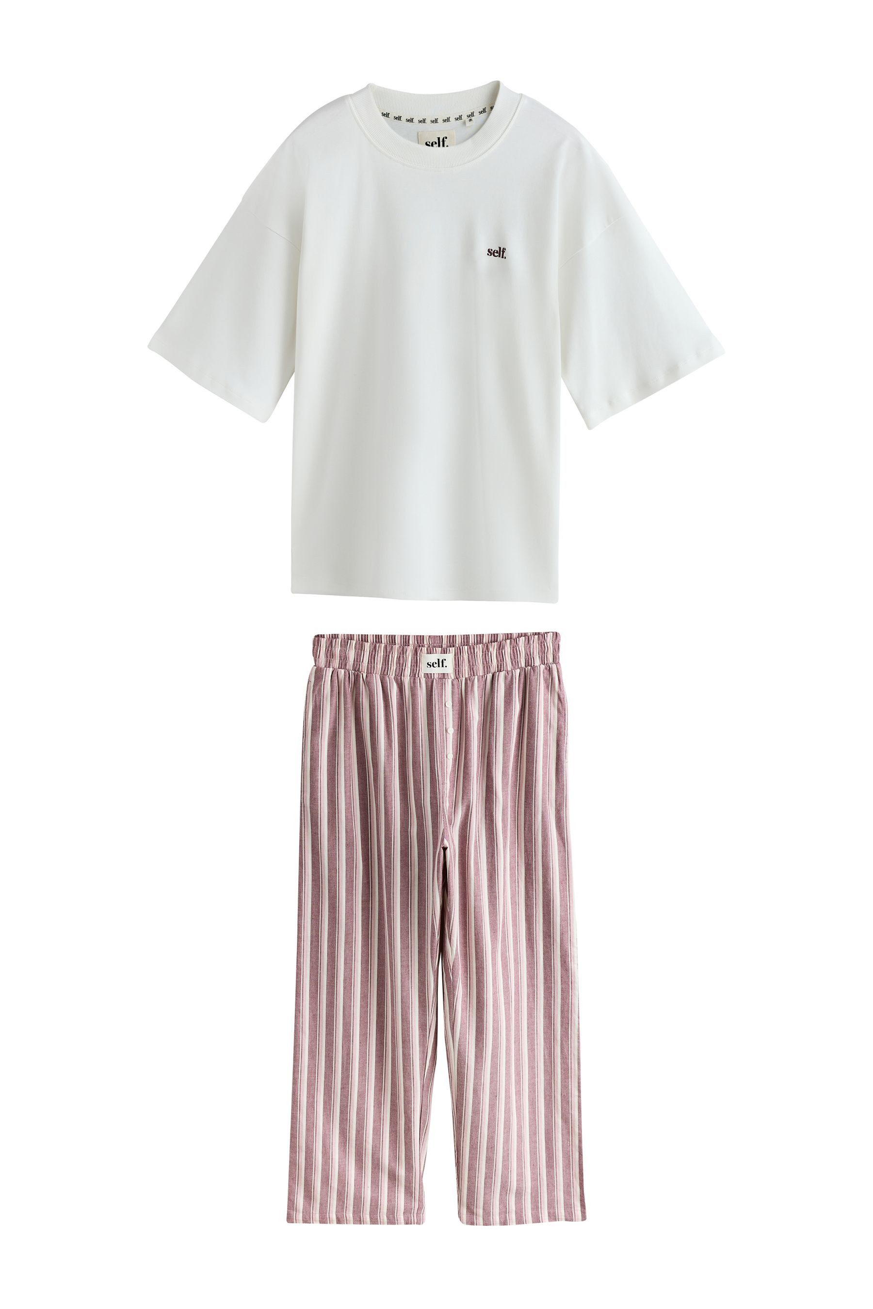 self Pyjama self. Gestreifter kurzärmeliger Schlafanzug (2 tlg)