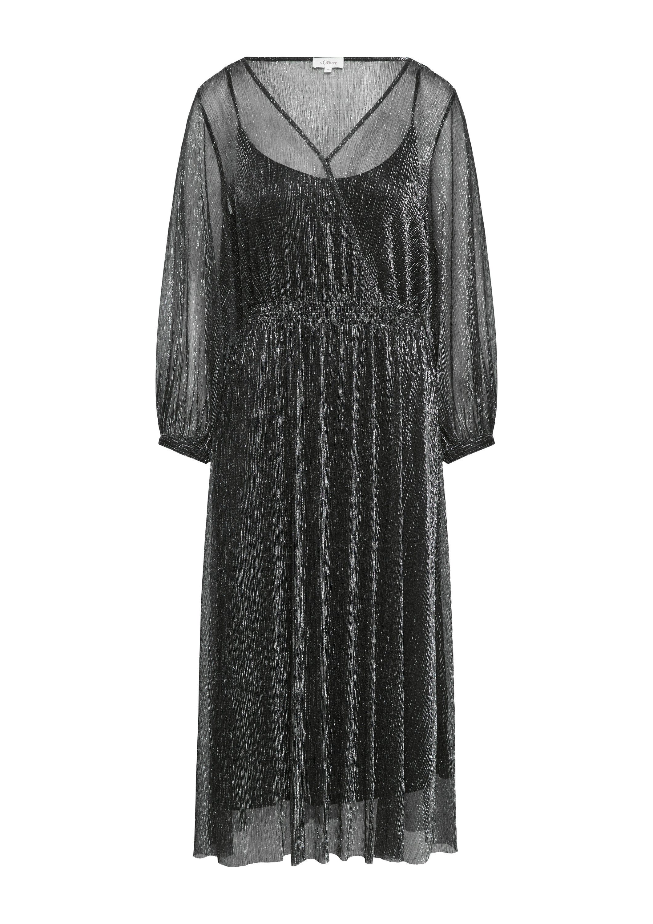 s.Oliver Midikleid Kleid Langes Meshkleid mit Glitzergarn und Smok-Detail günstig online kaufen