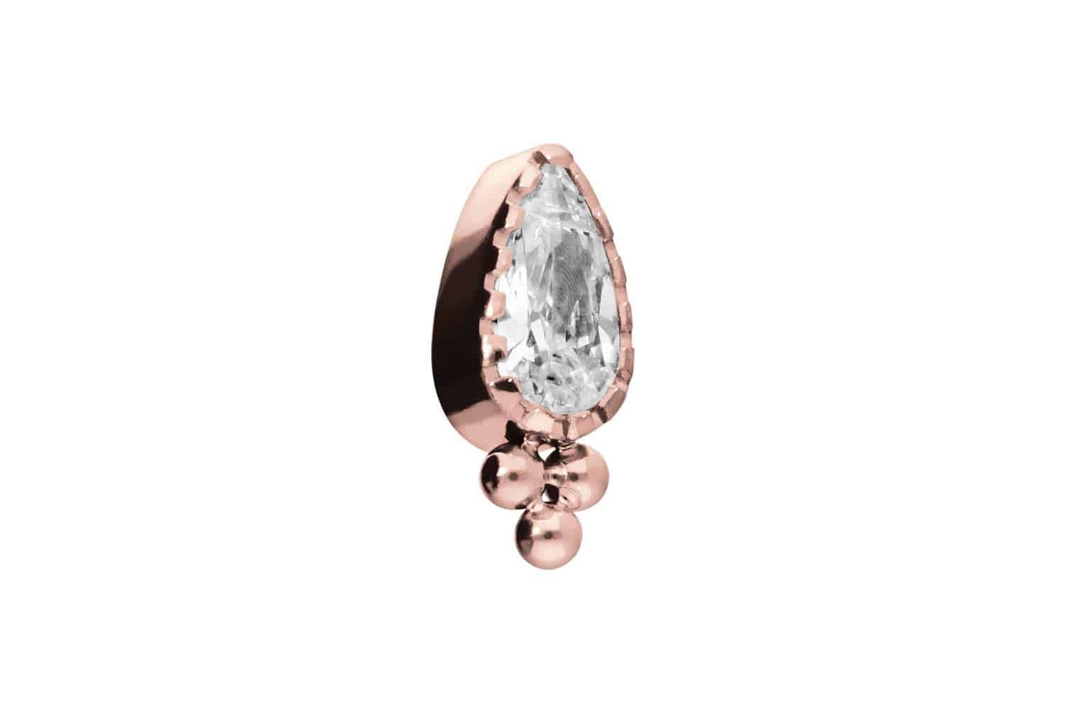 PIERCINGLINE Titan Schraubaufsatz Lilie - 0,9mm Außengewinde In Roségold, Hautfreundlich