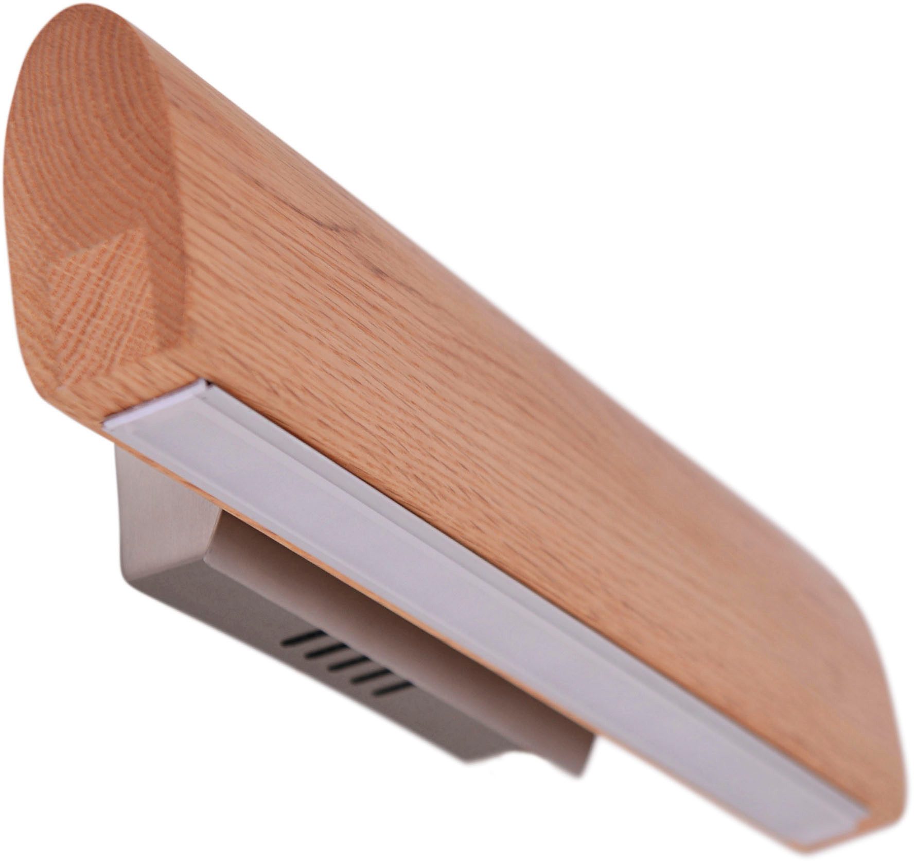 näve LED Wandleuchte Rondo, LED fest integriert, Warmweiß, Schirm Eichenholz, L: 35cm, warmweißes Licht, abgerundete Form