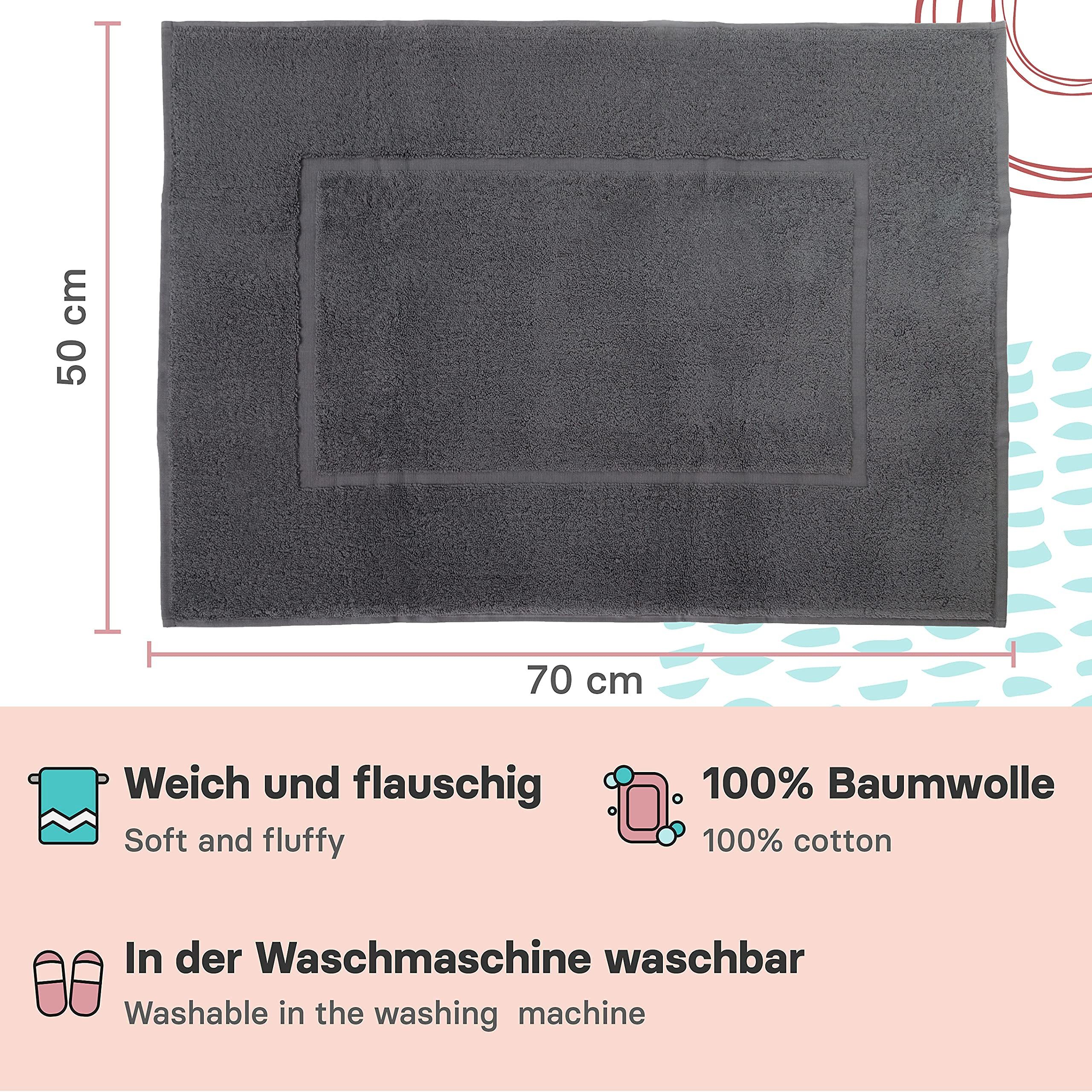VALNEO Badematte Badezimmerteppich 50x70 cm aus 100% Baumwolle, waschbar