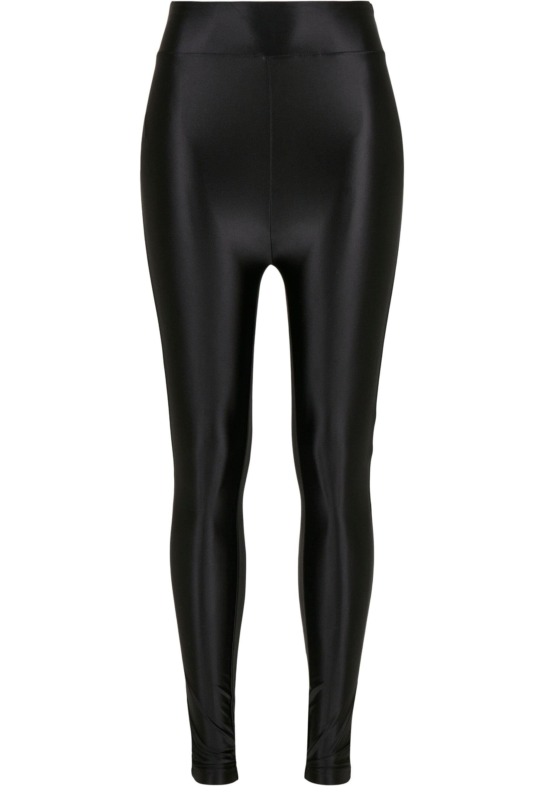 Ladies (1-tlg) CLASSICS Highwaist Leggings Metallic black Damen Shiny Leggings URBAN