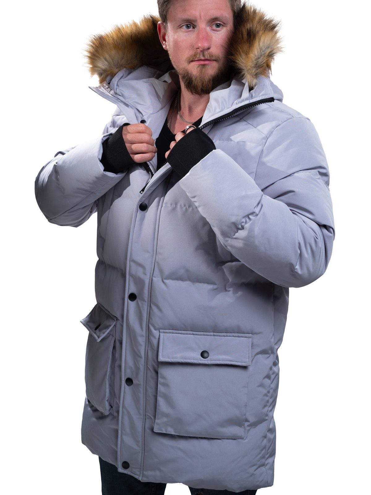 Poolman Parka Parka mit Kapuze und abnehmbaren Kunstfellkragen P2304.770 Smart Pocket und Strapping System