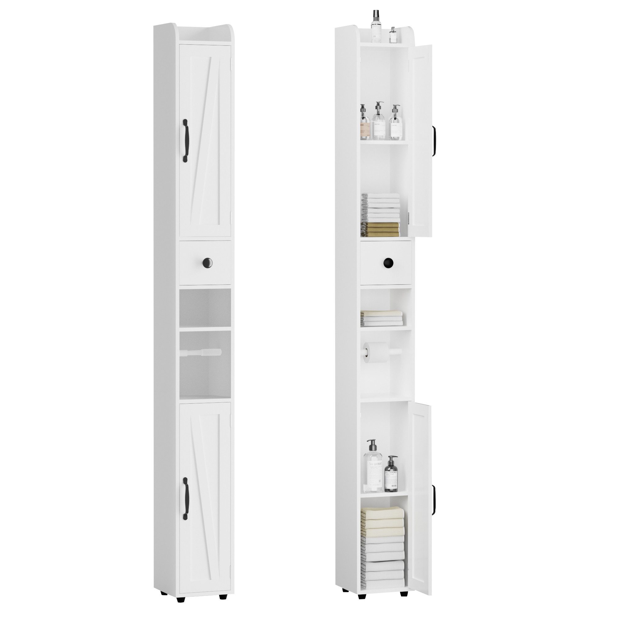 FiveWillowise Hochschrank Badezimmerschrank Schmal, Badschrank mit Türen un günstig online kaufen