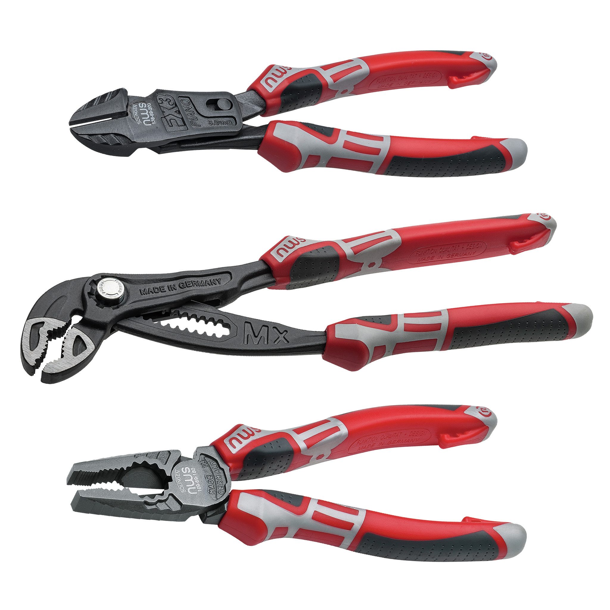 NWS Zangenset NWS Kraft Zangen-Set 3 tlg. Kombi-Seiten-Wapu Typ 766 Profi Werkzeug