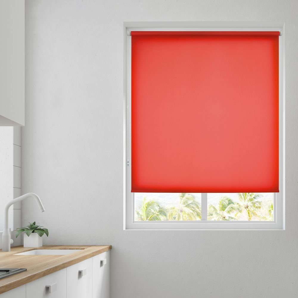 Fensterlaibung, Wand, am Fensterrahmen, Bohren Bohren Four Rollo in Rot Seasons, der der an Kubus,