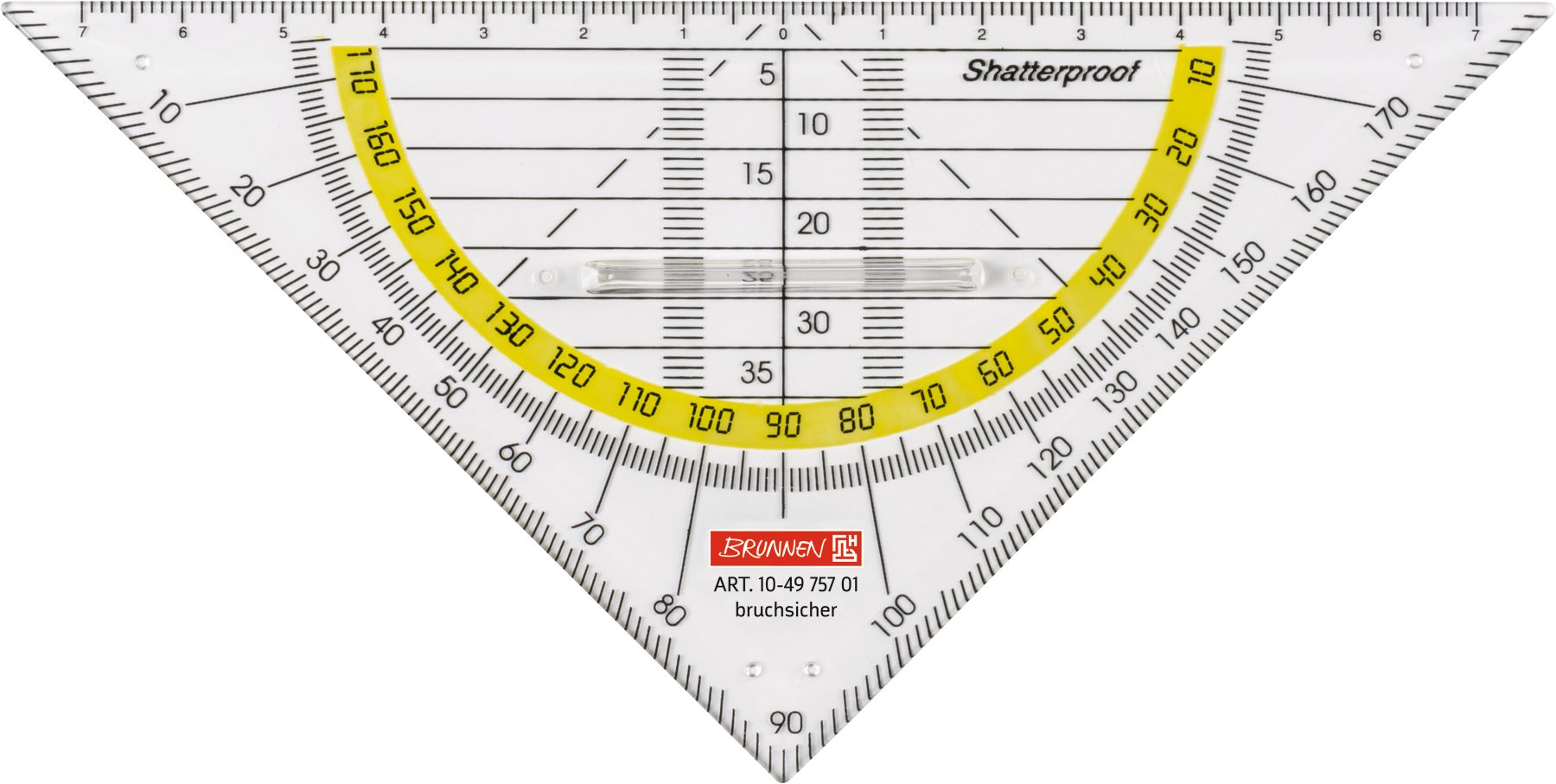 BRUNNEN Zeichenschablone BRUNNEN 104975701 Geometrie-Dreieck 16 cm glasklar