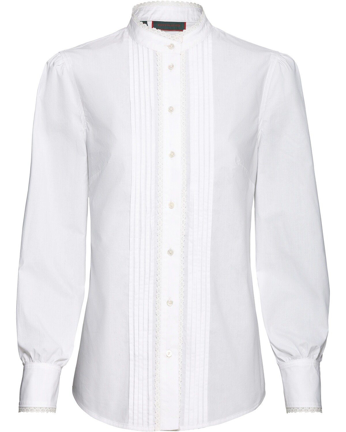 Trachtenbluse Stehkragenbluse mit Spitze