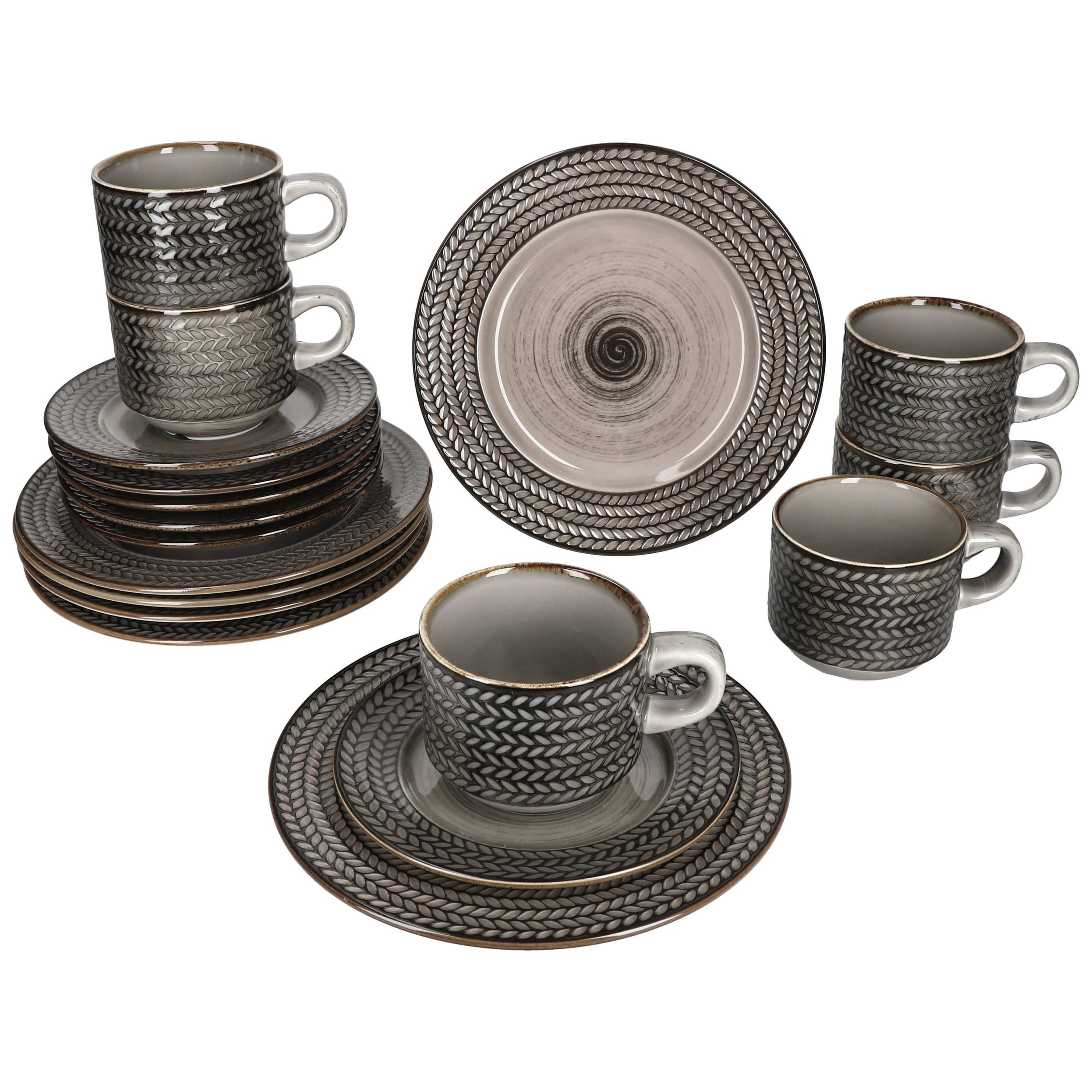 MÄSER Kaffeeservice Mäser Prospero 18tlg Kaffeeservice braun Porzellan 6 Personen, Porzellan