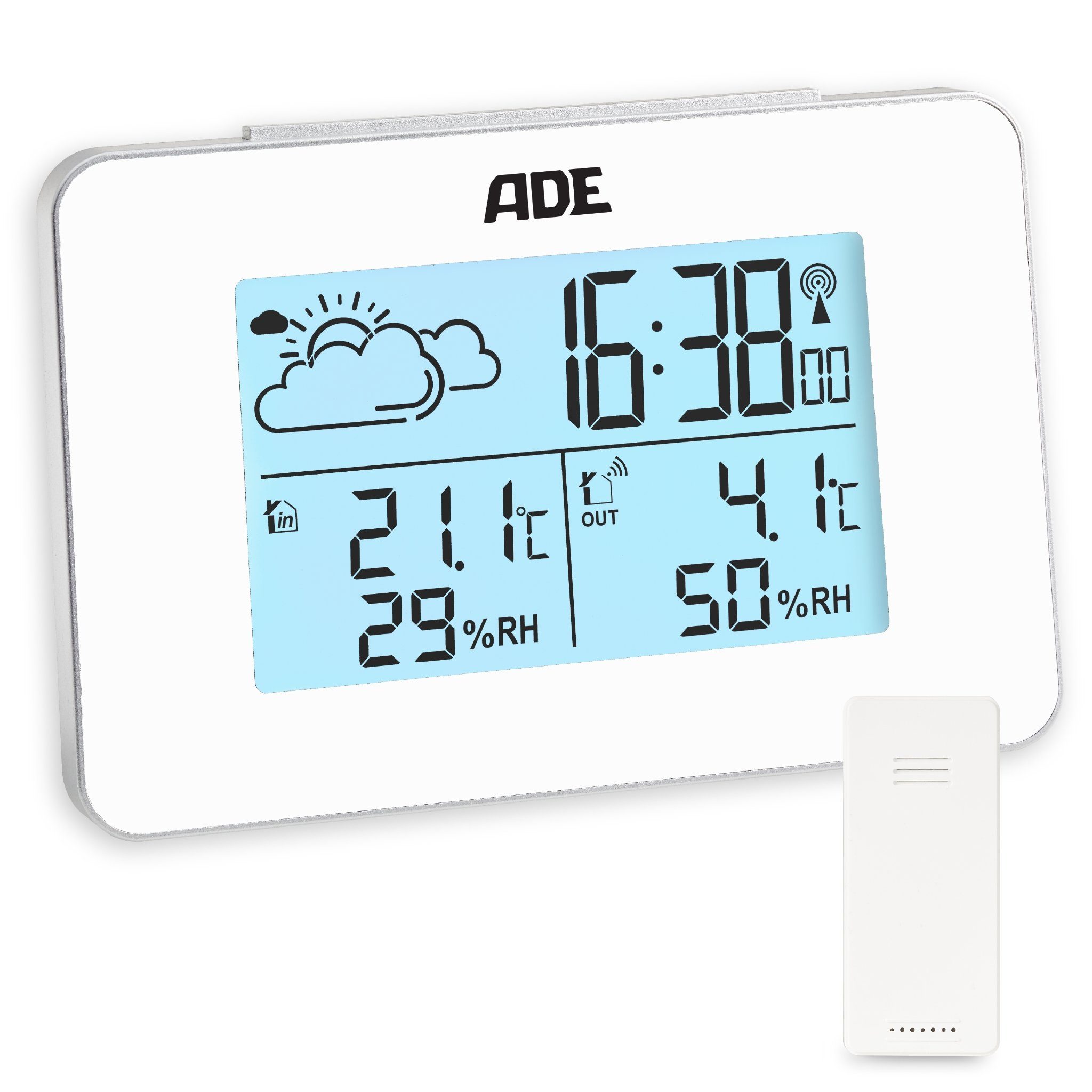 ADE WS2136 Funkwetterstation (animierte Wettervorhersage, mit Funkwecker)