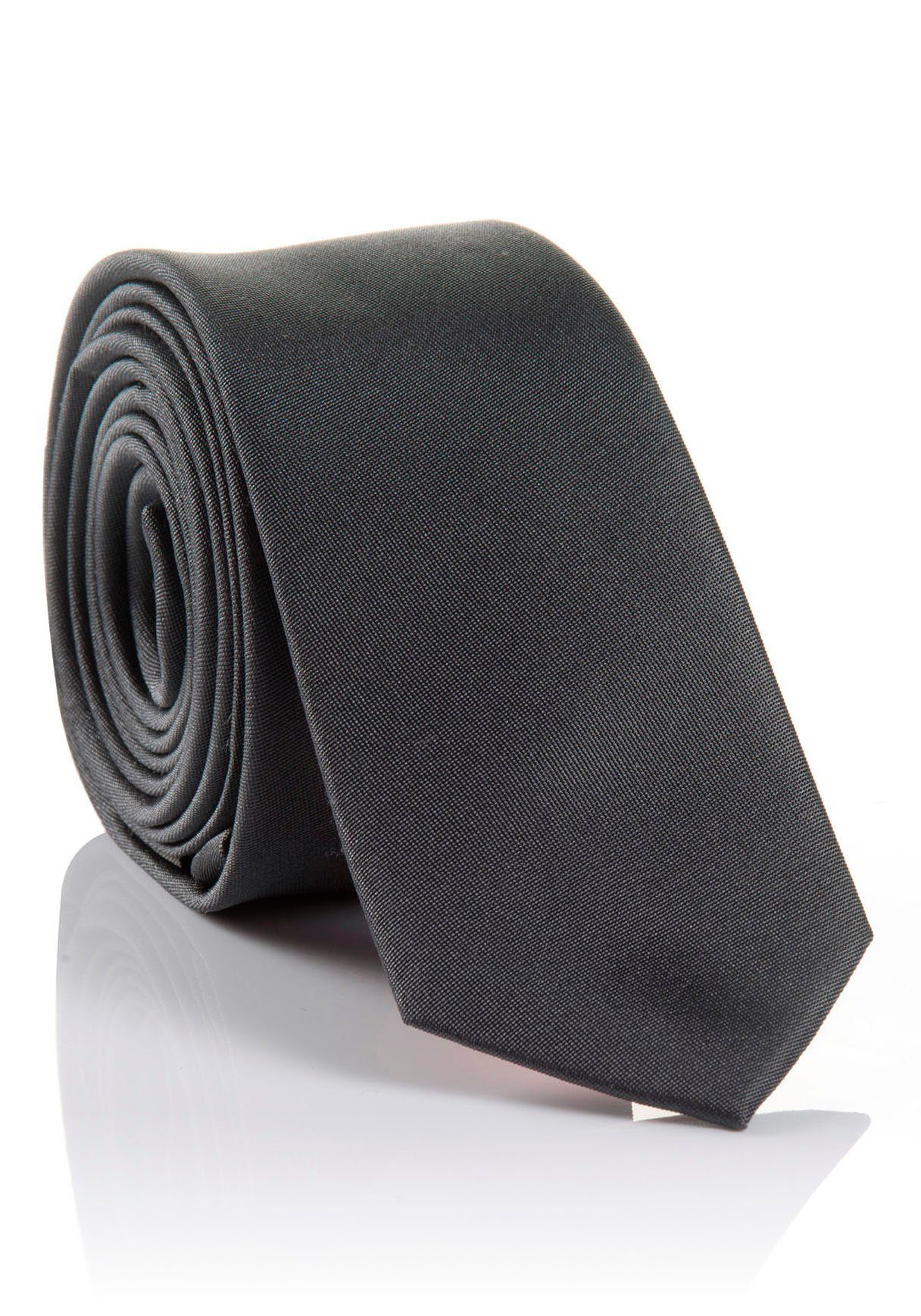 LORENZO Tragekomfort Hochwertig mit Seidenkrawatte hohem MONTI grey Krawatte verarbeitete