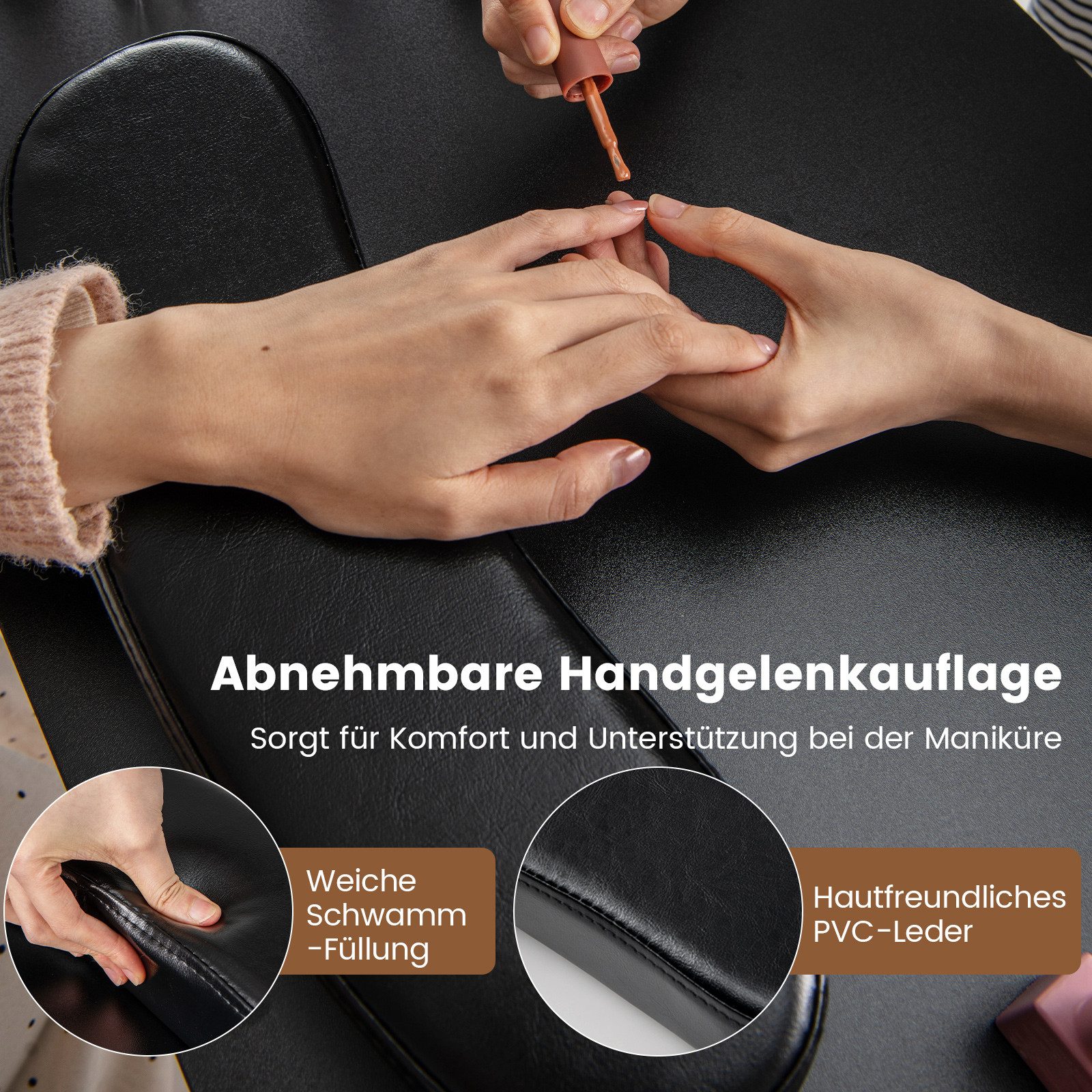 COSTWAY Schminktisch, Maniküretisch,Nageltisch mit 3 Schubladen, Holz