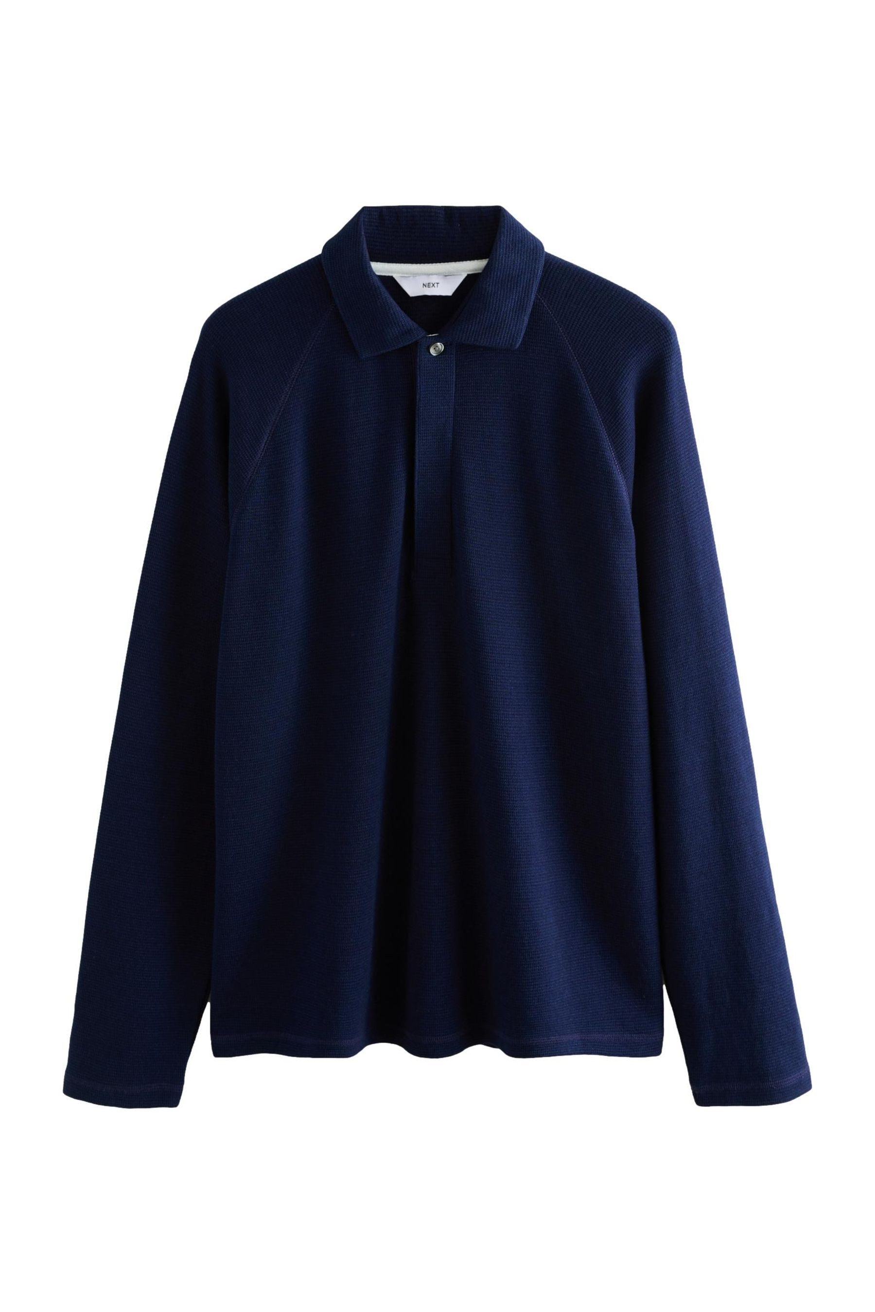 Langarm-Poloshirt Langärmeliges Polo-Shirt mit Waffelstruktur