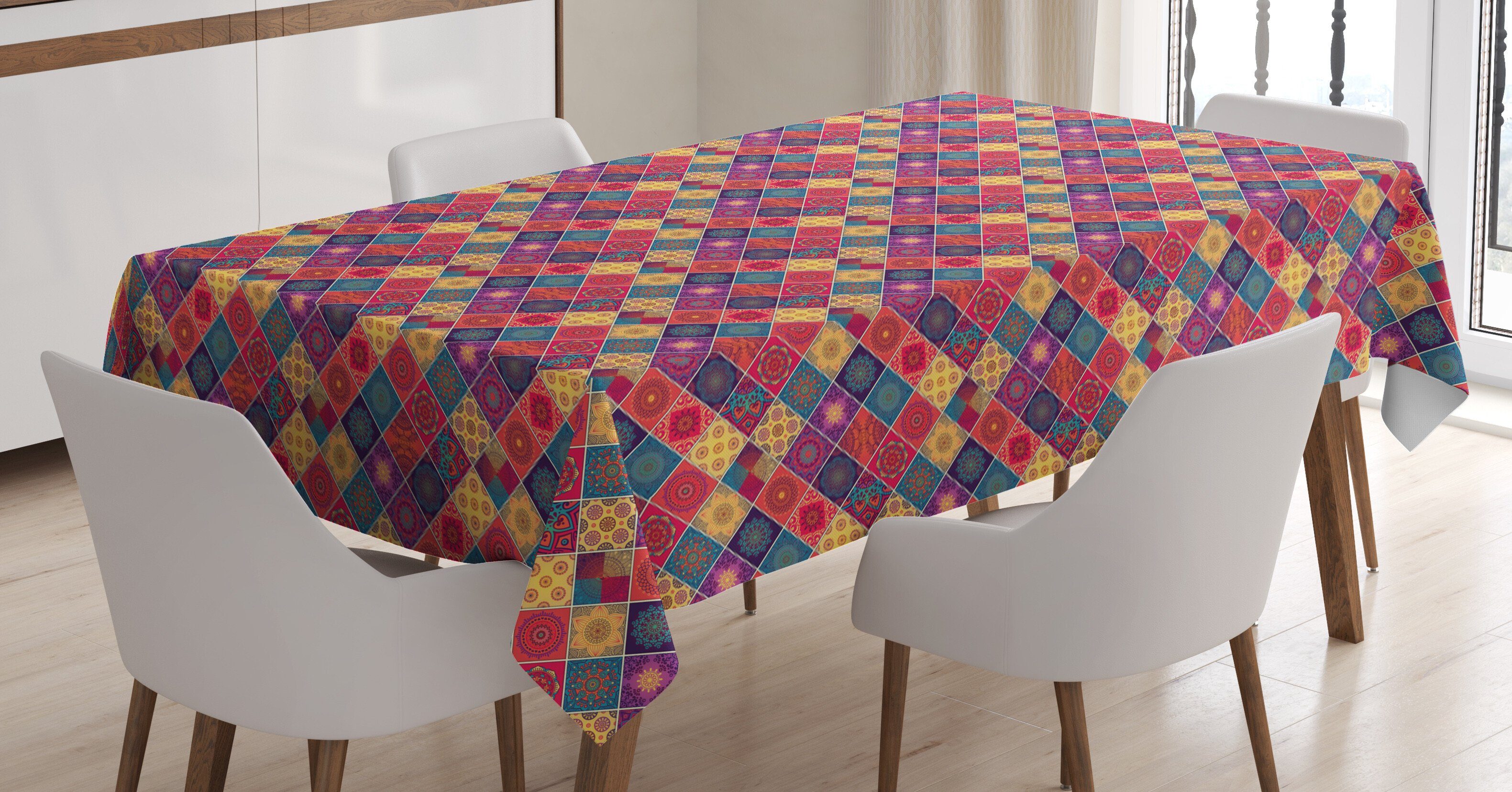 Abakuhaus Tischdecke den Bereich Diamant-Quadrat-Muster Außen Farben, Klare Waschbar geeignet Für Farbfest Mandala