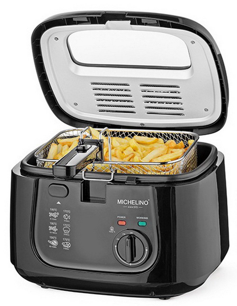 Michelino Fritteuse, 1800 W, Keramik-Antihaftbeschichteter Ölbehälter