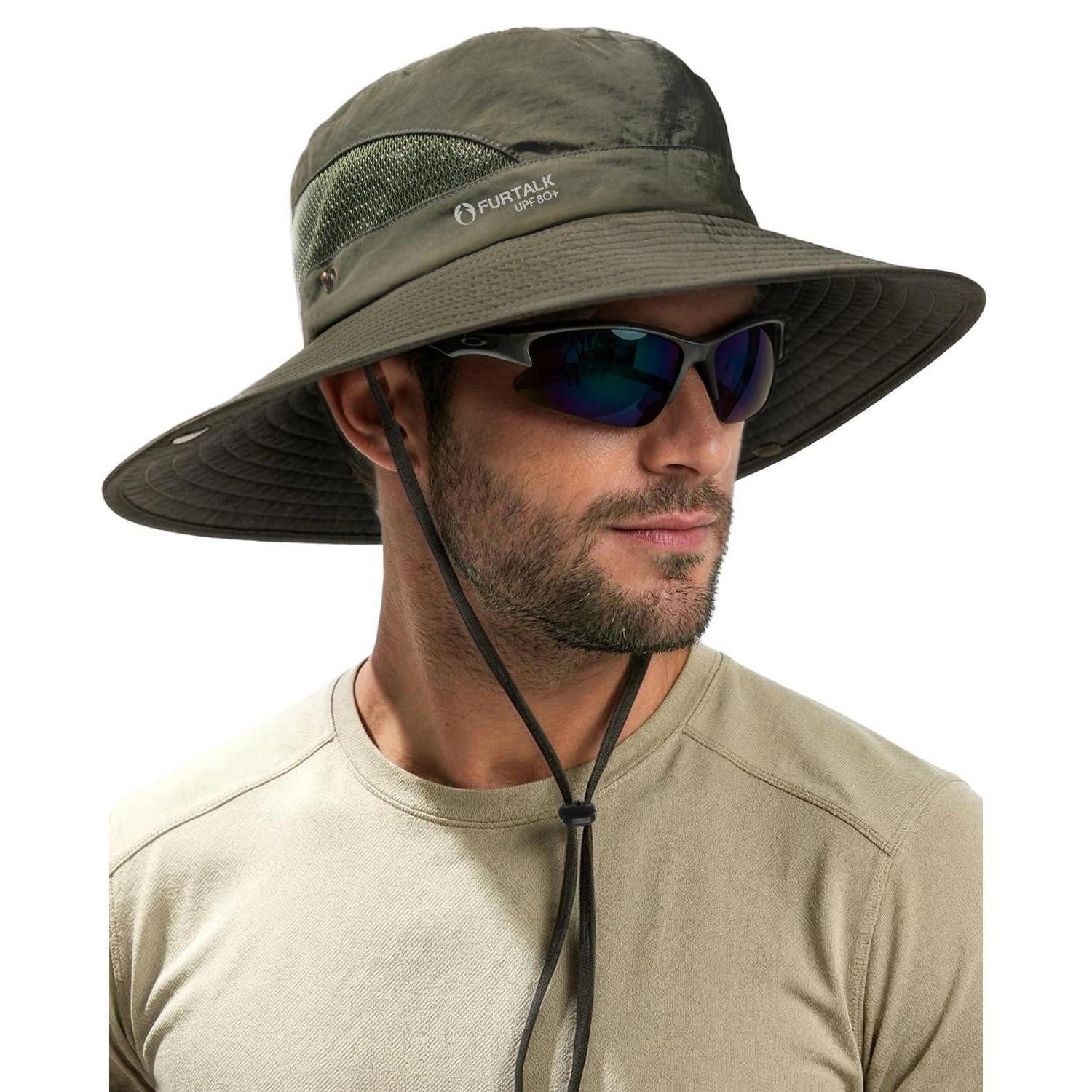 LuxusKollektion Sonnenhut Sonnenhut Herren Bucket UPF80 Outdoor Angler Grün Einheitsgröße