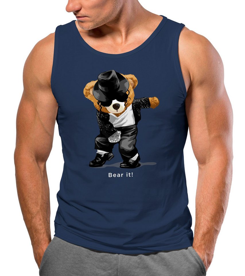 Neverless Tanktop Herren Tank-Top Shirt Jackson Bear Parodie Bear it! Teddy Bär Musik mit Print