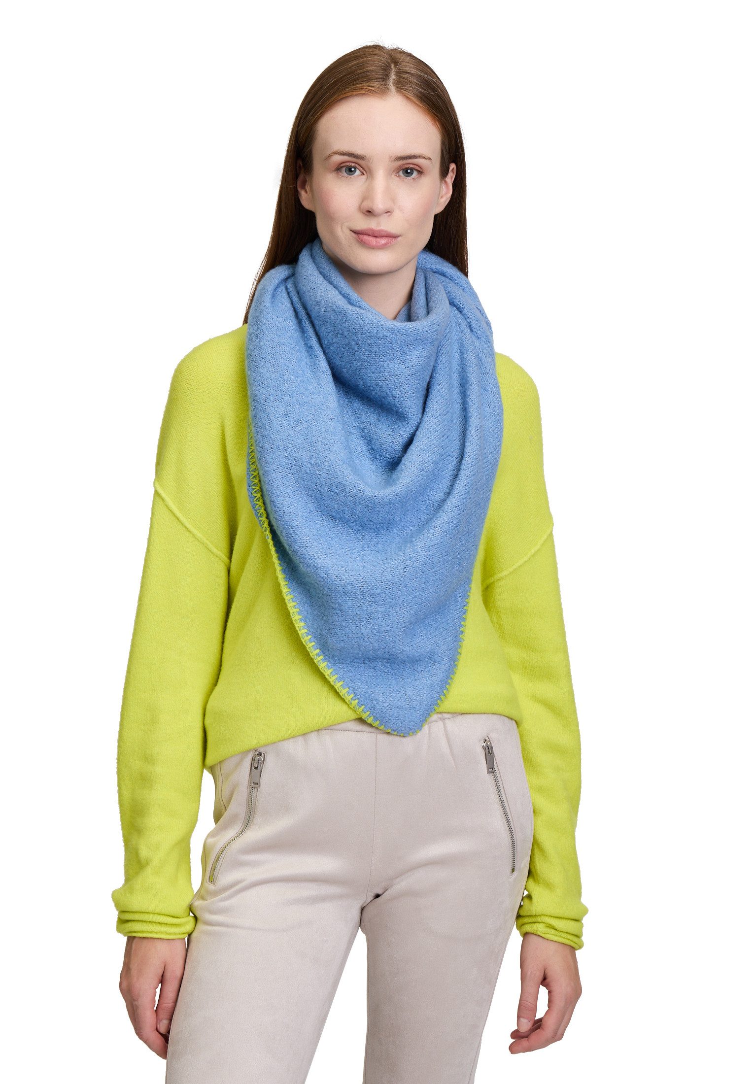 Cartoon Schal Damen unifarben, Zierstich