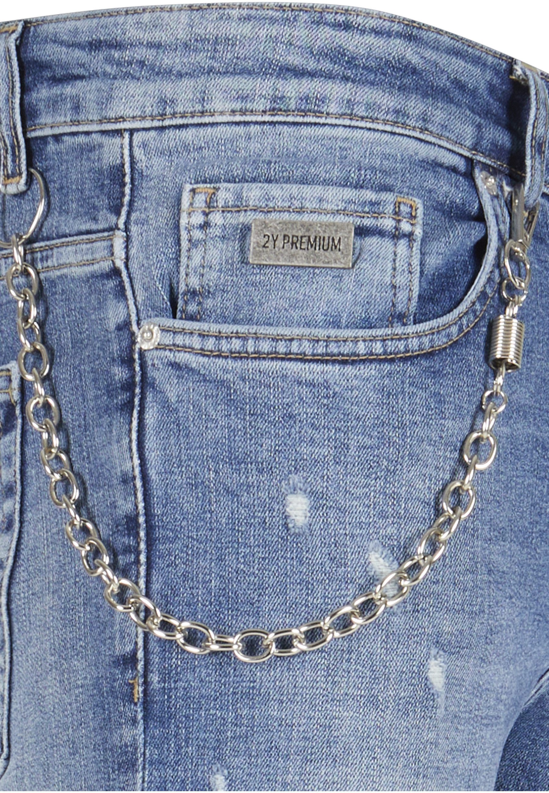 2Y Premium Bequeme Jeans 2Y Premium Herren 2Y Skinny Fit Destroyed Jeans