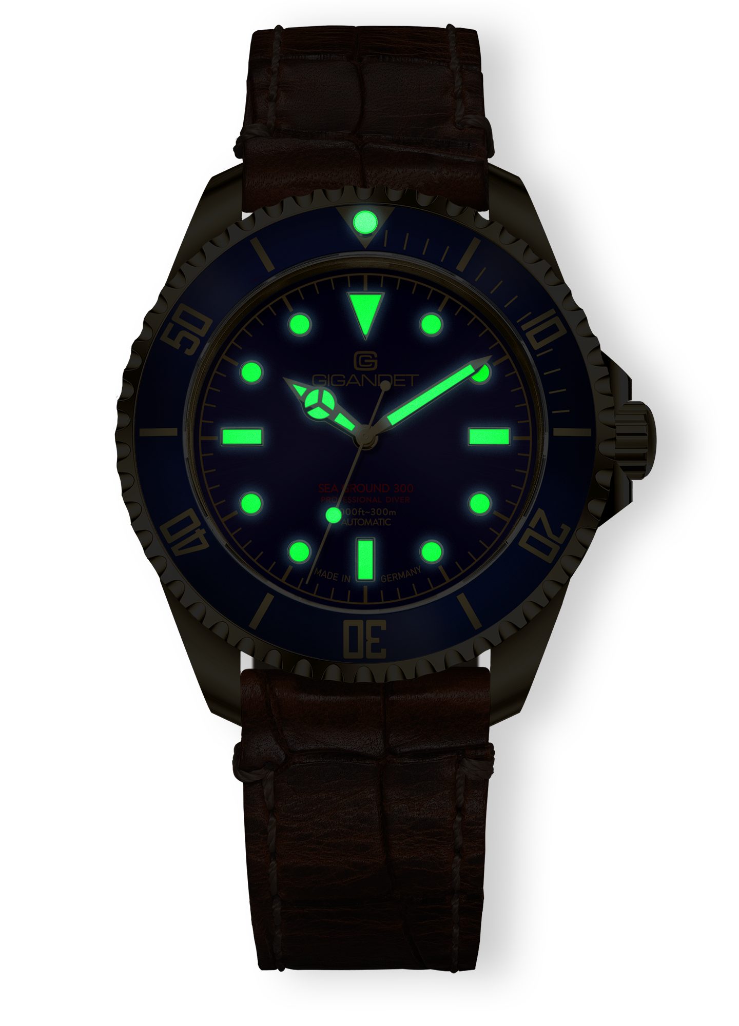 Gigandet Automatikuhr SEA GROUND 300 VINTAGE, Made in Germany, Saphirglas, Swiss SuperLuminova Old Radium