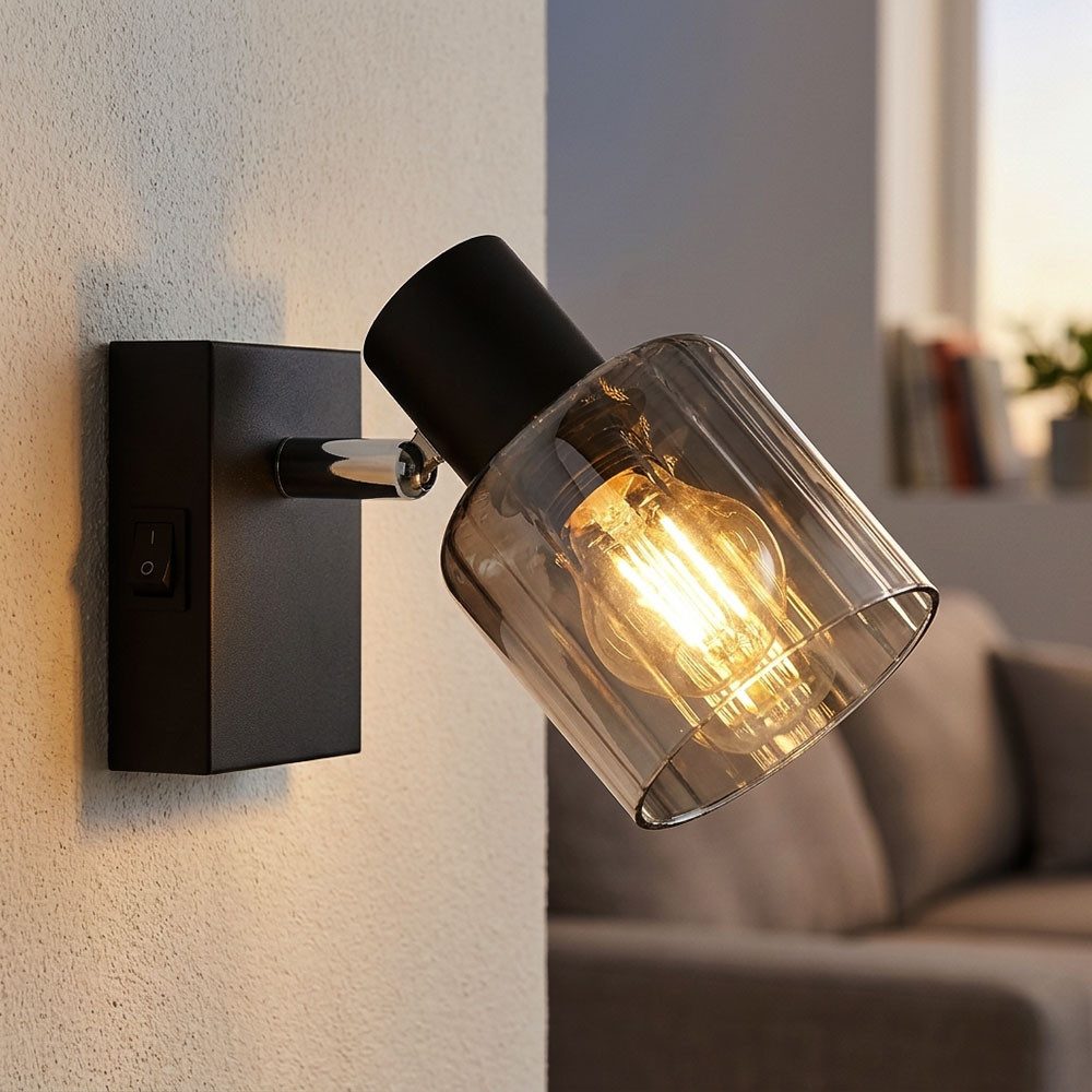 NOWA Wandleuchte, Leuchtmittel nicht inklusive, Wandleuchte Wandlampe Esszimmerlampe Beweglicher Spot Schwarz H 12,5cm