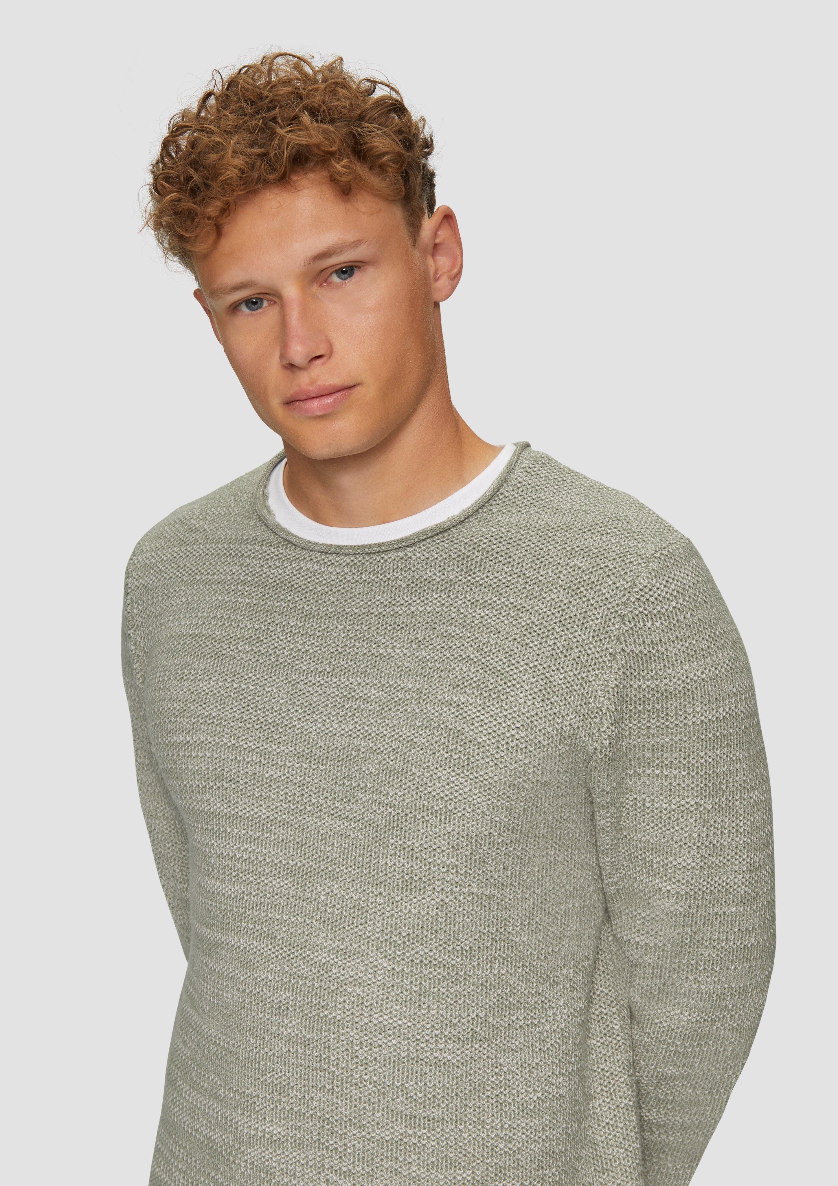 QS Strickpullover Melierter Strickpullover mit Layering-Detail günstig online kaufen
