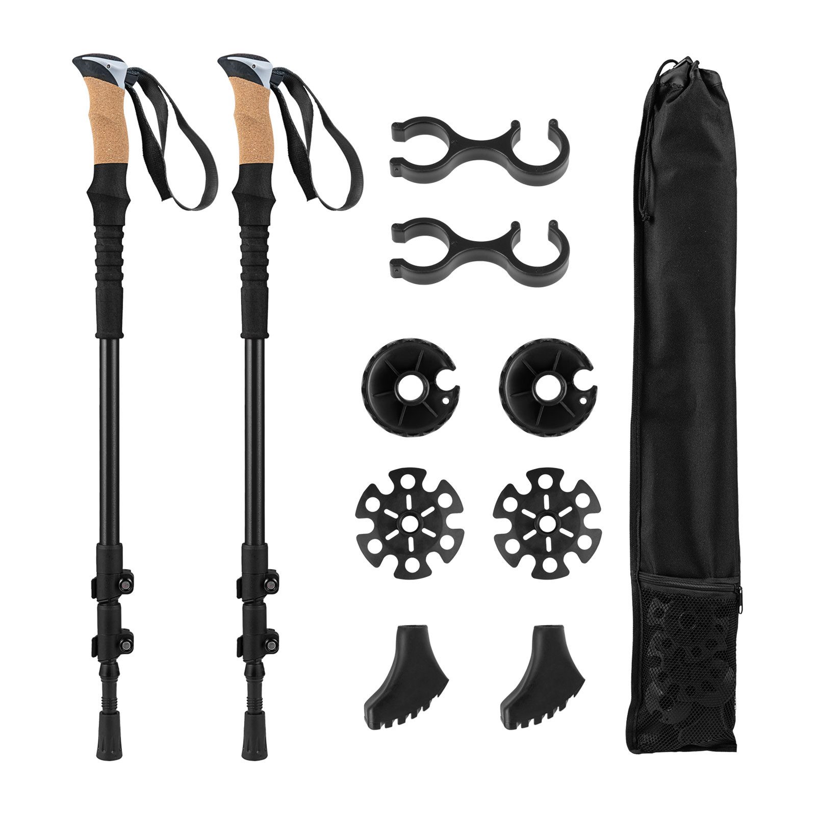 COSTWAY Trekking-Stöcke, Ausziehbares Wanderstöcke mit EVA- & Naturkork-Griffen