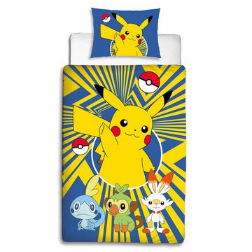 Kinderbettwäsche Pokémon Pikatchu Go Bettwäsche Renforcé / Linon, BERONAGE, 100% Baumwolle, 2 teilig, 135x200 + 80x80 cm