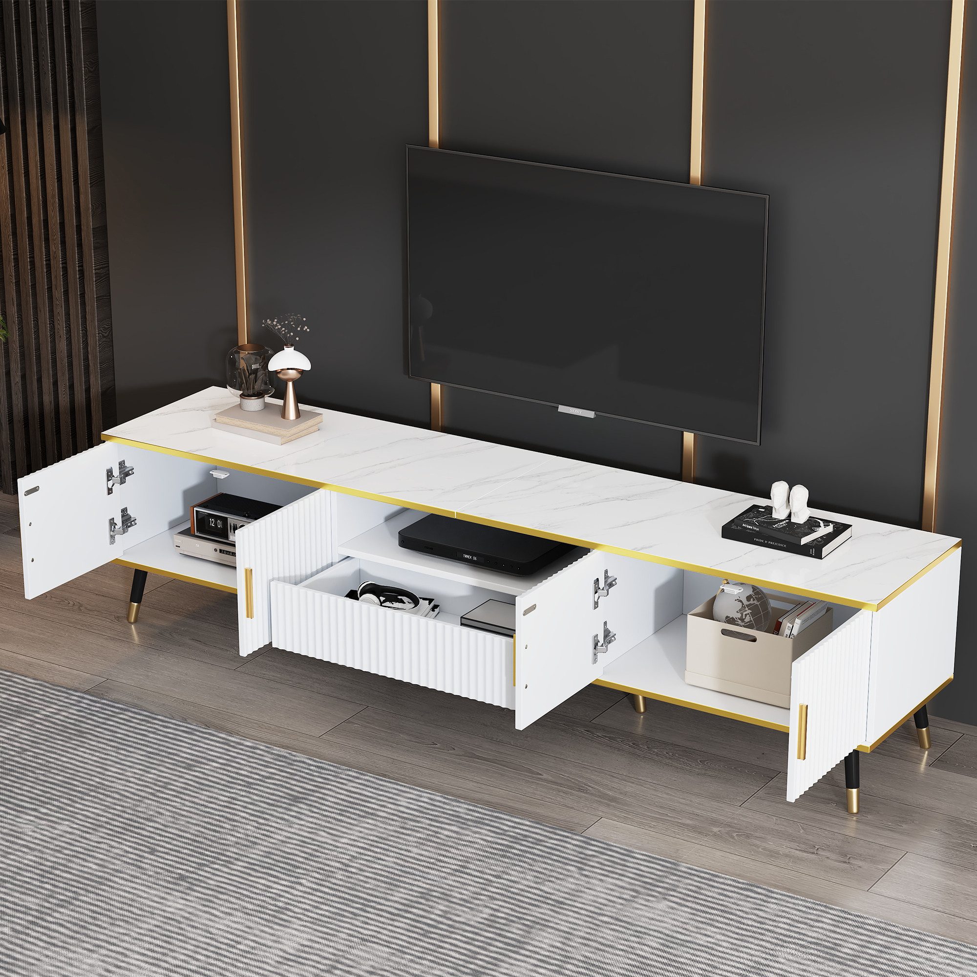 IDEASY TV-Schrank TV-Board mit Marmorfurnier, Lowboard, günstig online kaufen