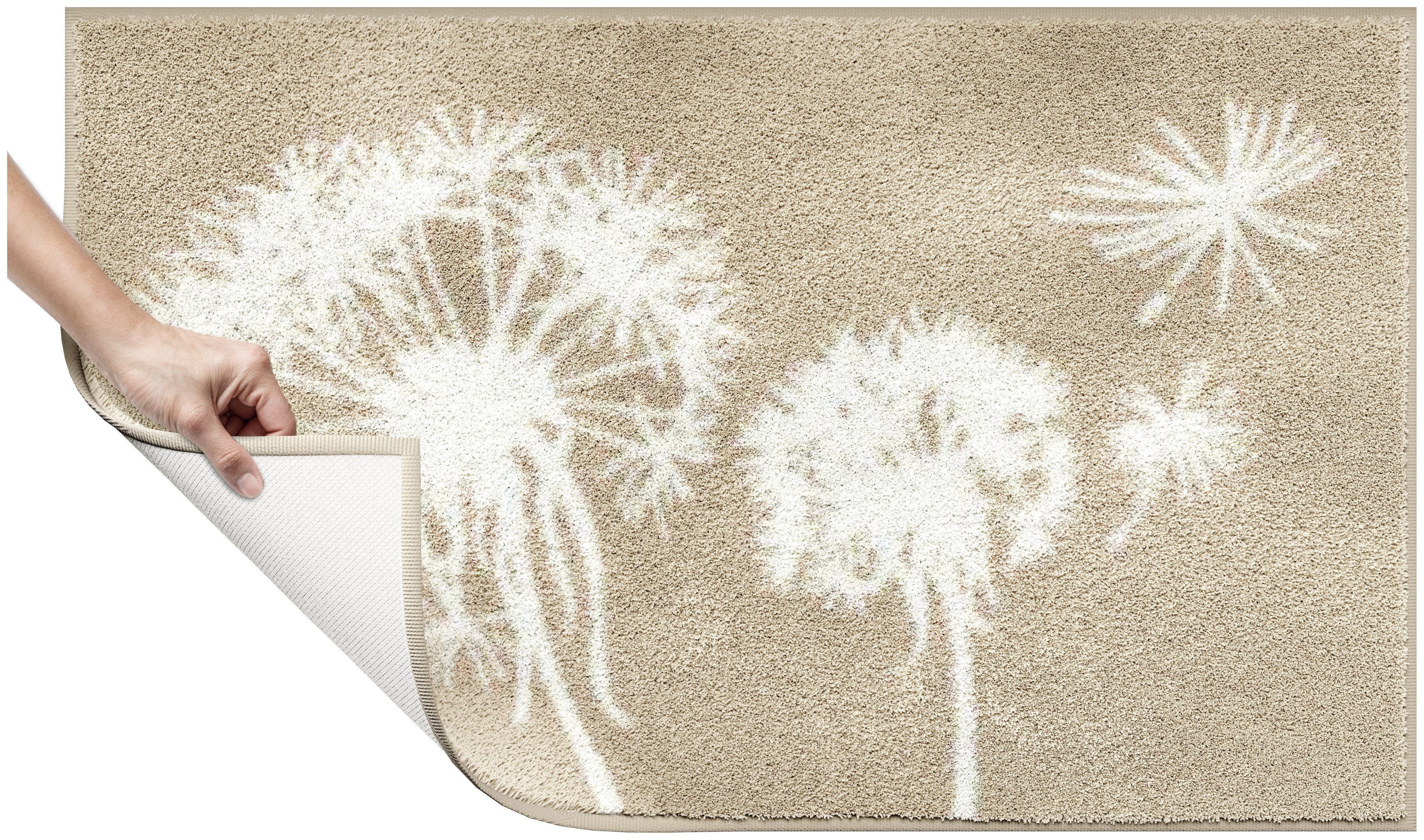 Grund Badematte Pusteblume, Badvorleger, Badezimmer Teppich, sehr weich, Höhe 20 mm, rutschhemmend beschichtet, fußbodenheizungsgeeignet, schnell trocknend, Polyacryl, rechteckig, weiche Haptik, auch als 2-teiliges Set erhältlich, Made in Europe