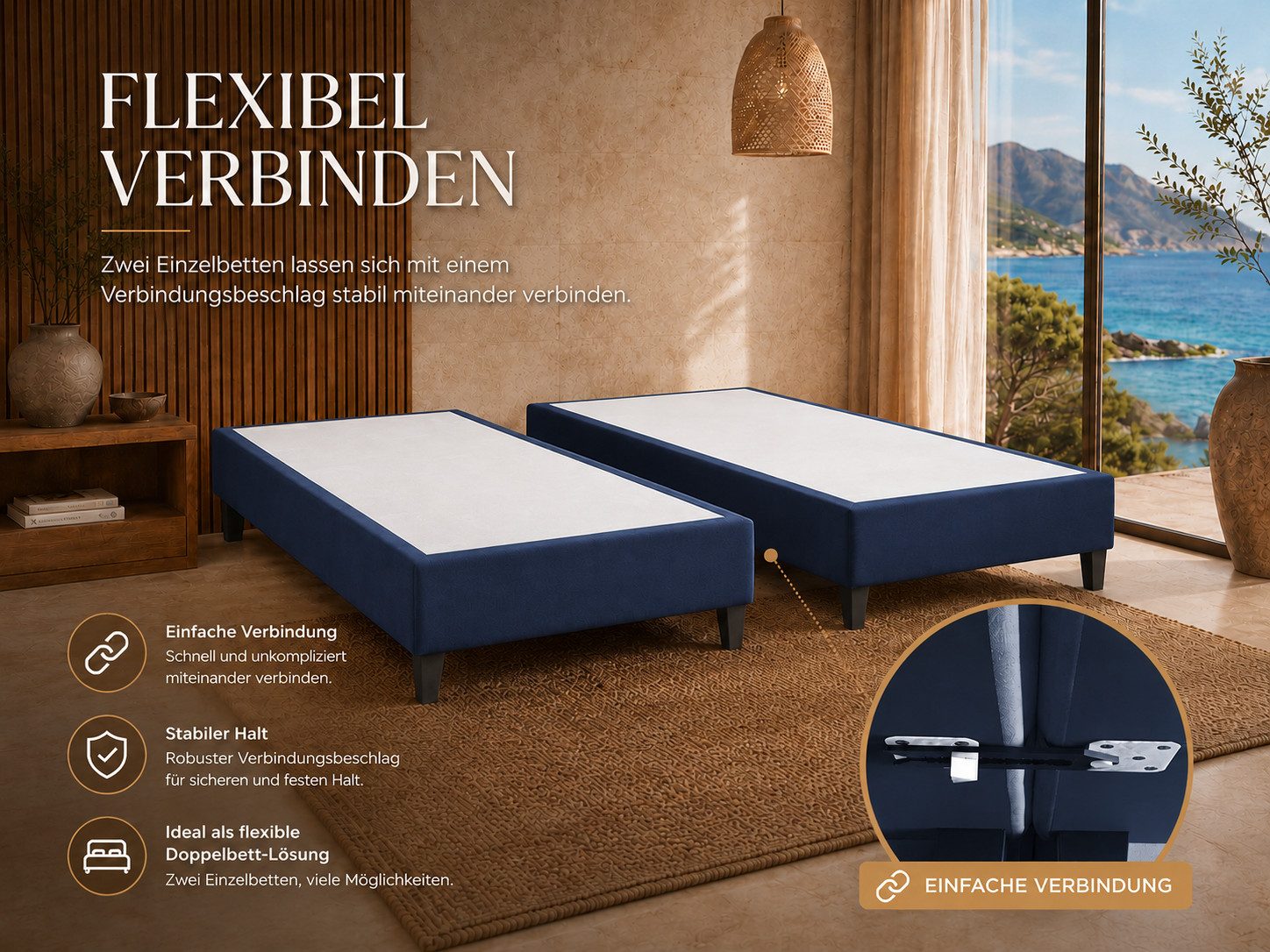 Best for Home Boxspringbett Rahmen – Massivholz, 12 cm Füße, Stabil & Zuverlässig (Seniorebett, Matratze, Jugendbett, Kinderbett, 70x200 80x200 90x200 100x200 c – Bild 4 von 5