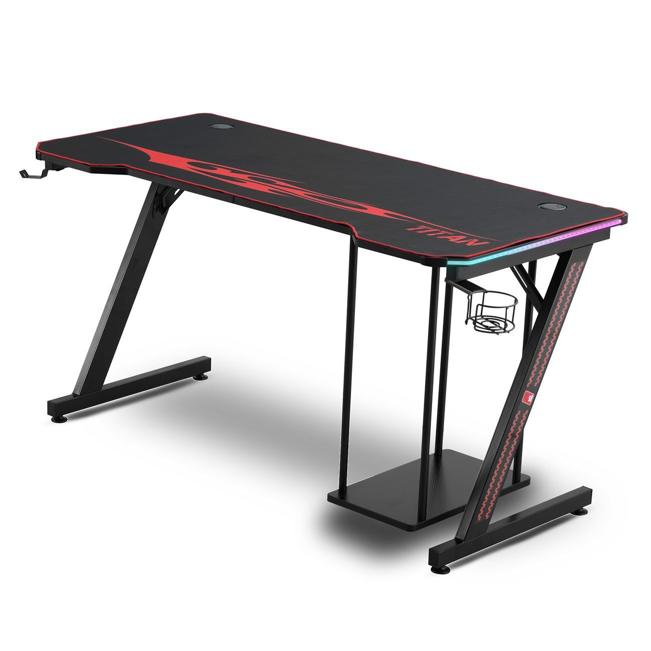 MY SIT Schreibtisch »Gaming Tisch 140 cm TITAN mit LED Beleuchtung und  Mauspad«