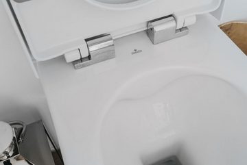 KOLMAN Tiefspül-WC Spülrandlos Wand-WC Peonia, Weiß, mit Slim Soft-close WC-Sitz und Schallschutzmatte