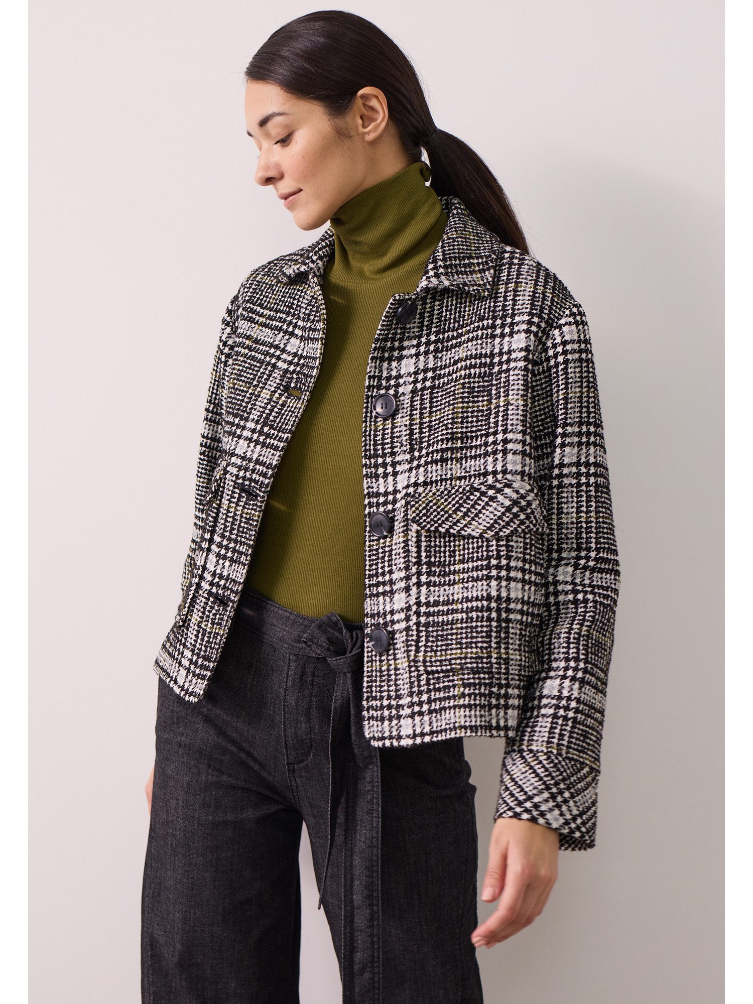 MORE&MORE Blouson kurze, lässige Karo-Jacke