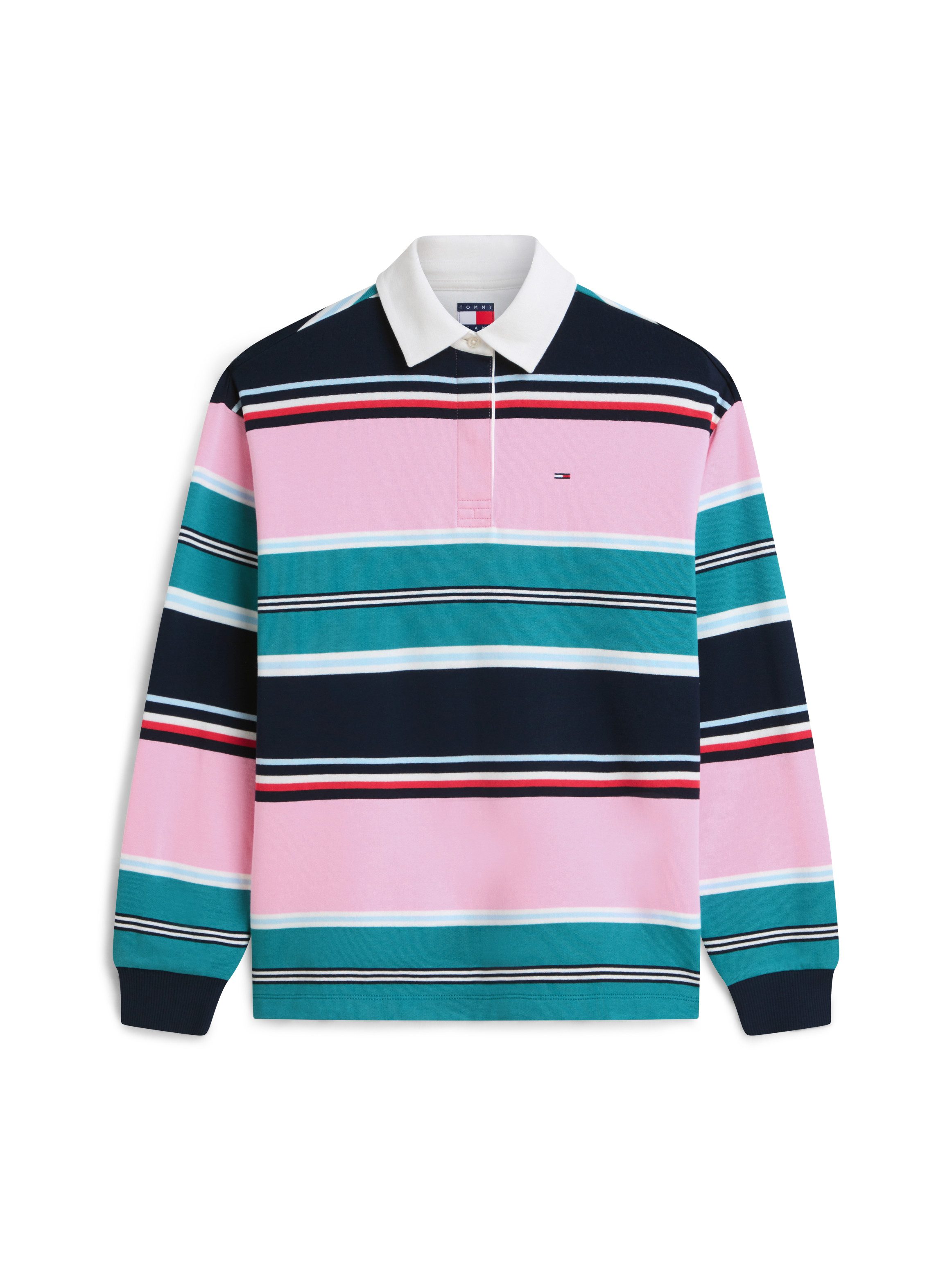 Tommy Jeans Sweatshirt TJW RLX MULTI STRIPE RUGBY EXT Baumwolle, relaxed fit, Polokragen – Bild 5 von 5