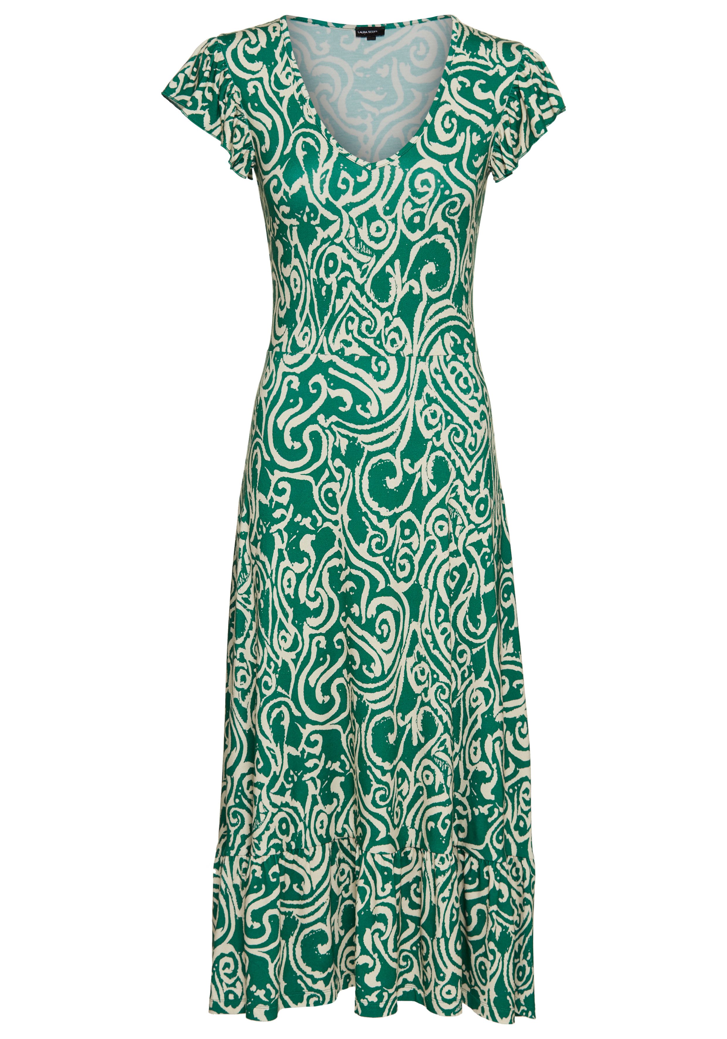 Laura Scott Sommerkleid mit Alloverdruck & leicht gerafften Flügel-Ärmeln