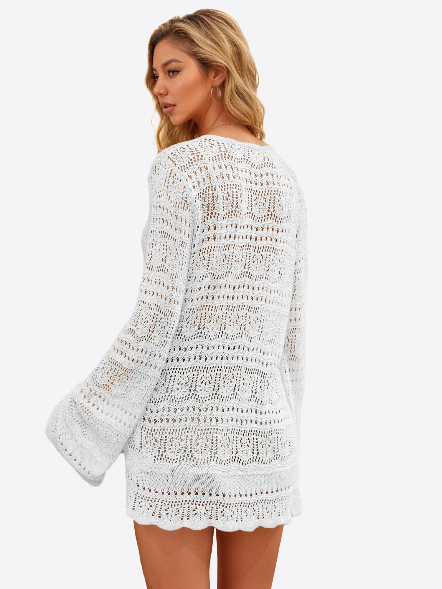 Imily Bela Strickpullover Damen Cover-up-Strickpullover mit Aussparung (Packung, 1-tlg., 1per-Pack) Print
