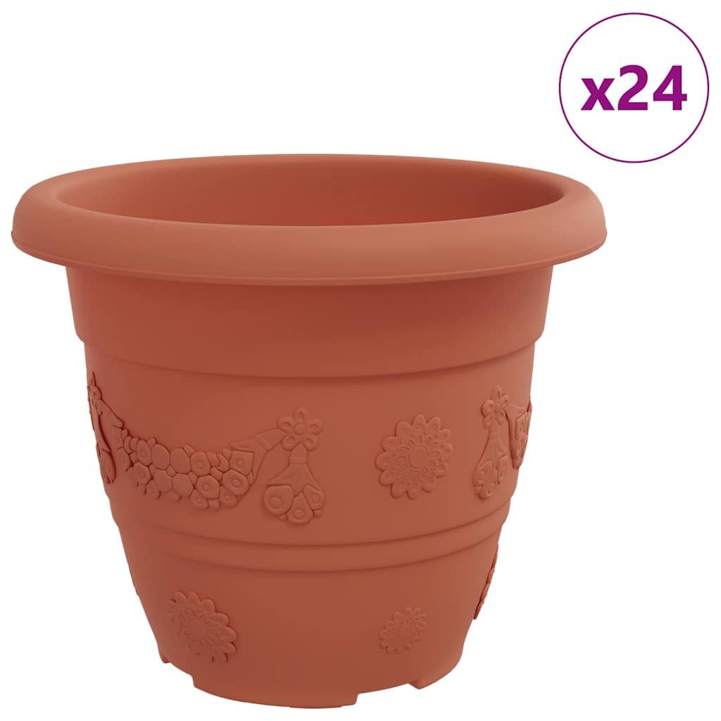 vidaXL Blumentopf Runder Blumentopf 24 pcs Ziegelrot Ø 26 x 21,5 cm Kunststoff (24 St)