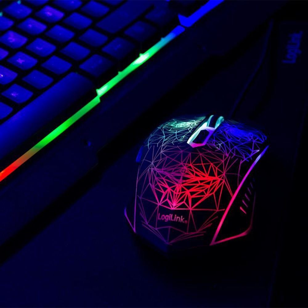 LogiLink ID0185 Gaming-Tastatur (inkl. RGB Maus und Mauspad, max. 2400 DPI)
